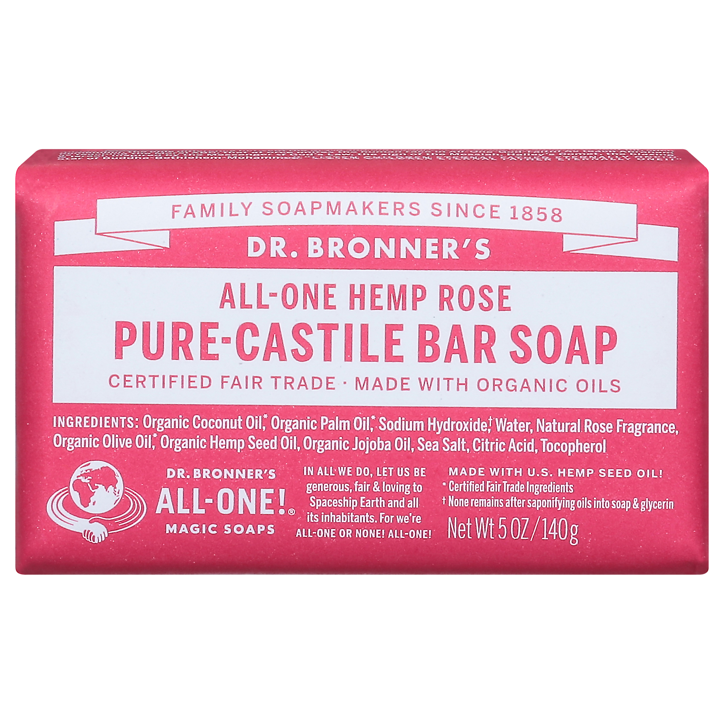 Dr. Bronner's All-One Hemp Rose Pure-Castile Bar Soap