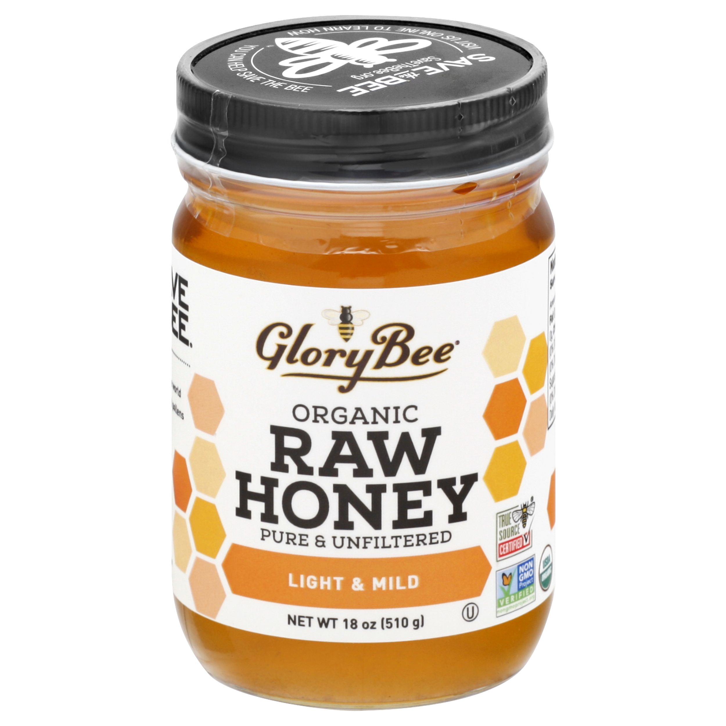 GloryBee Organic Raw Light & Mild Honey