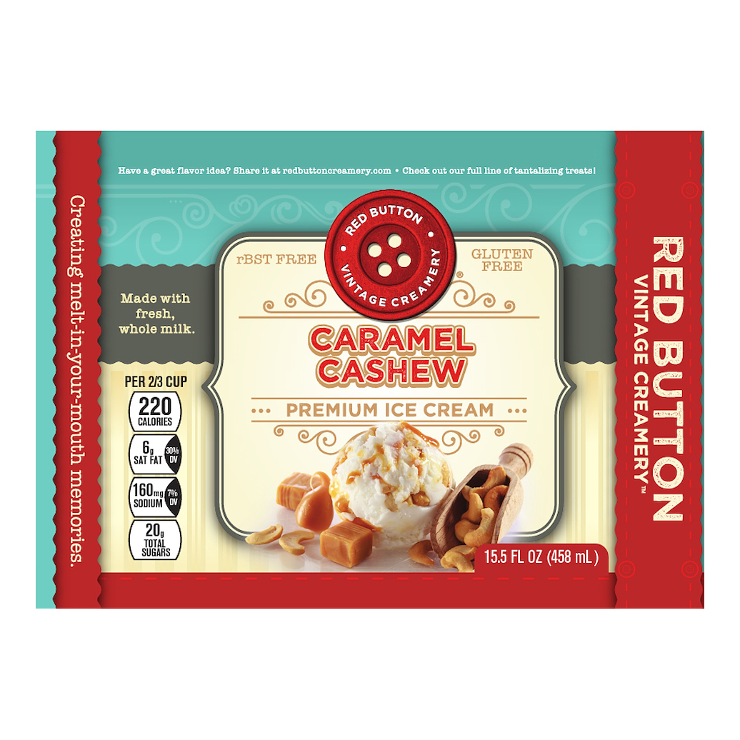 Red Button Vintage Creamery Premium Caramel Cashew Ice Cream 15.5 fl oz