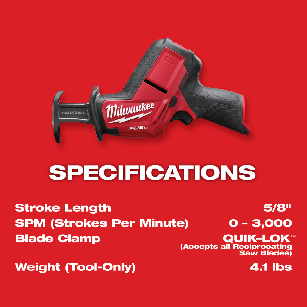 Milwaukee m12 deals hackzall bare tool