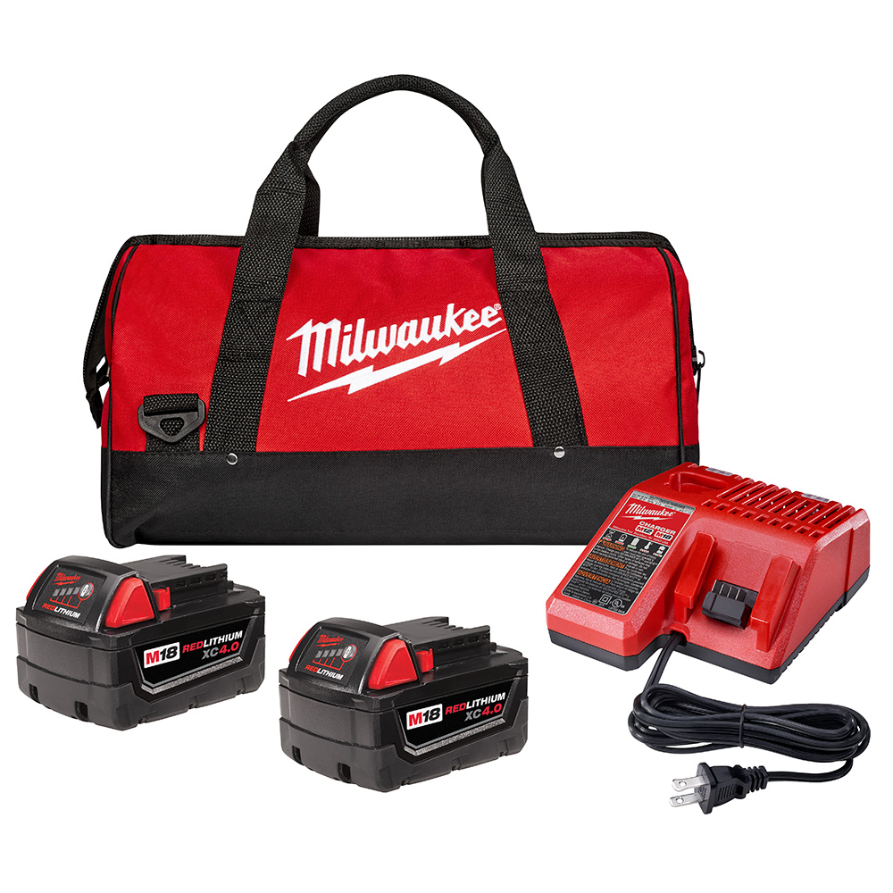 Product image for MILWAUKEE 48-59-1840PG M18 XC4.0AH BATTERY 2PK STARTER KIT