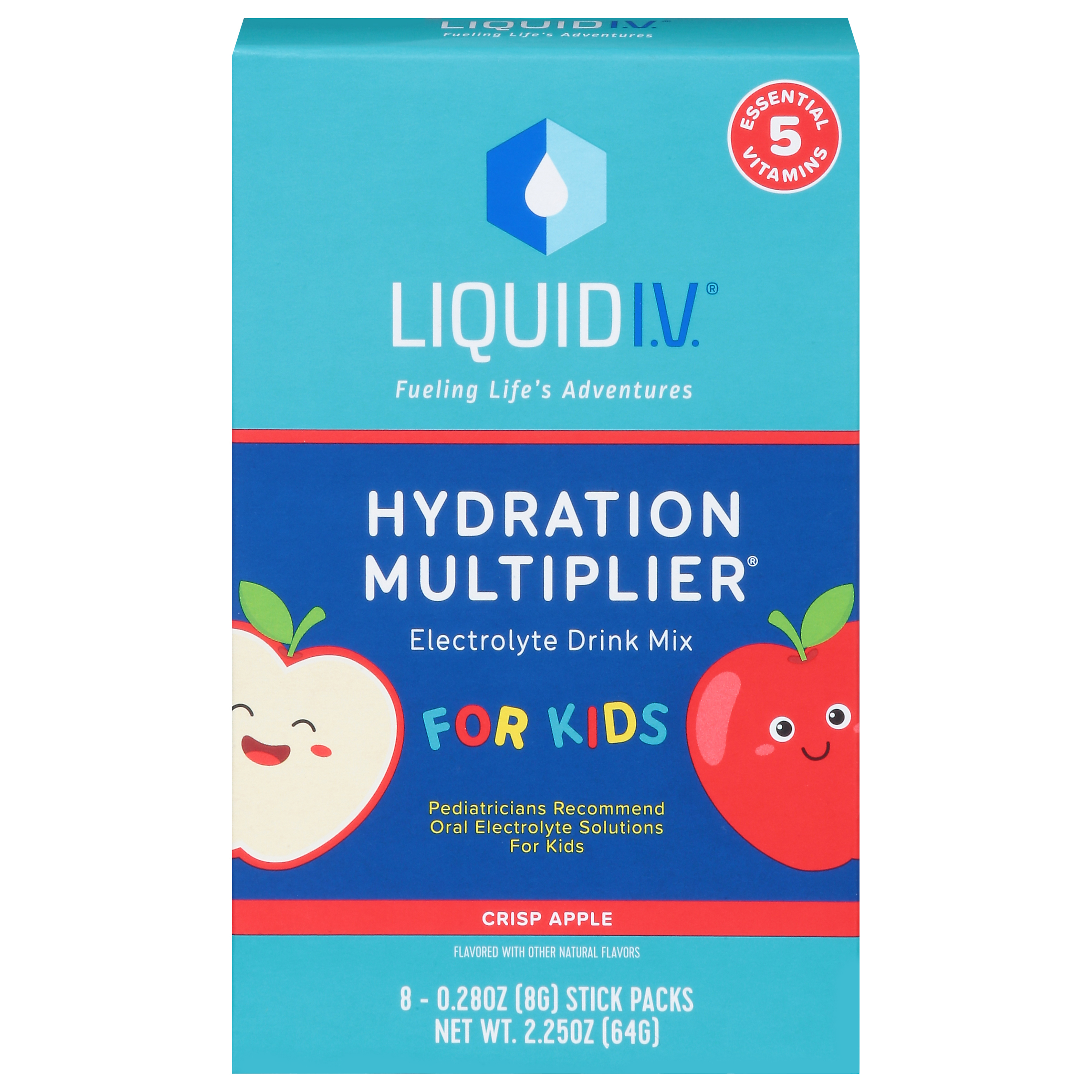 Liquid I.V. Hydration Multiplier For Kids Crisp Apple Electrolyle Drink Mix 8 - 0.28 oz Stick Packs