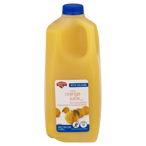 Hannaford With Calcium 100% Orange Juice 0.5 gl BOTTLE