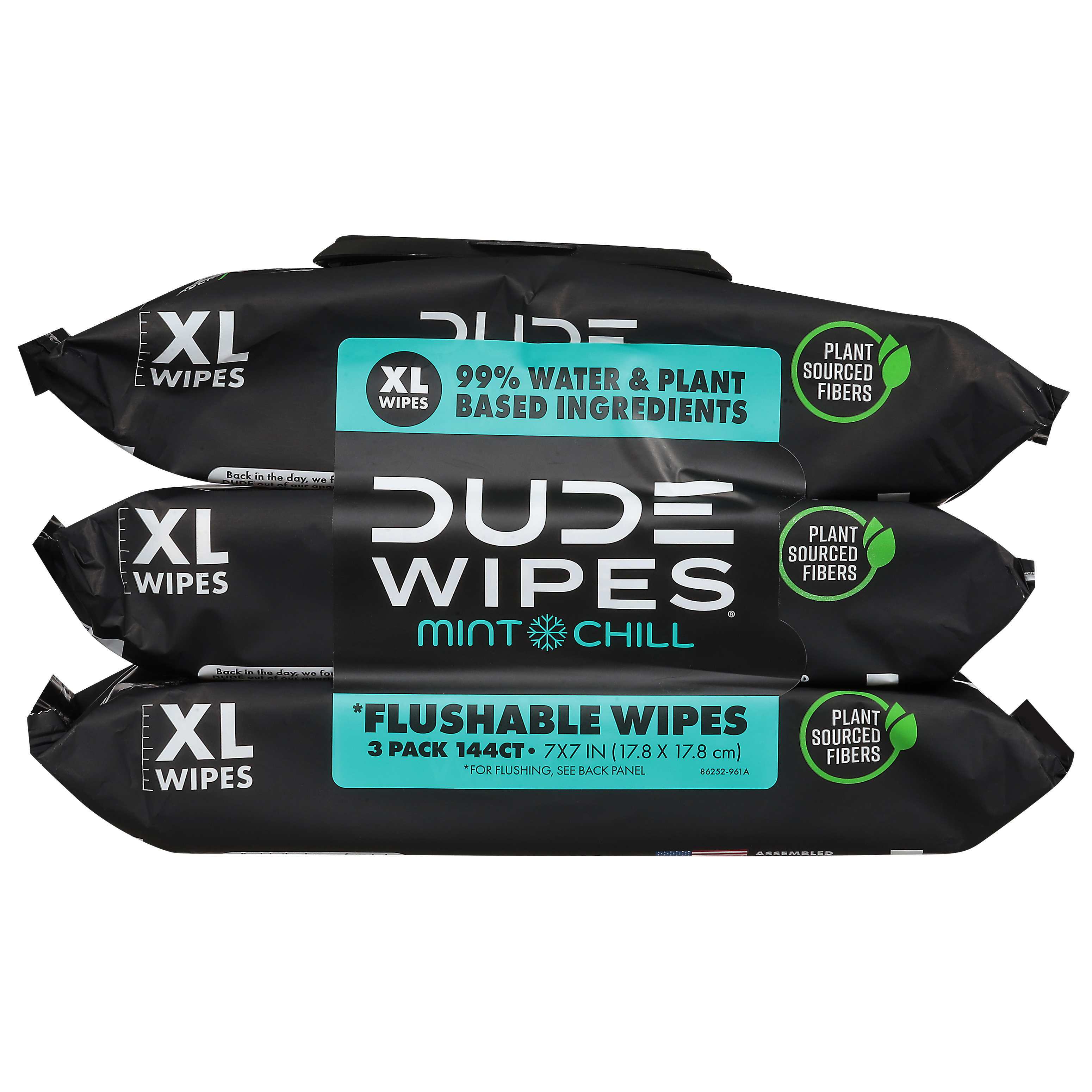 Dude Wipes Chill Mint Flushable Wipes XL 3 - 48 Wipe Packs
