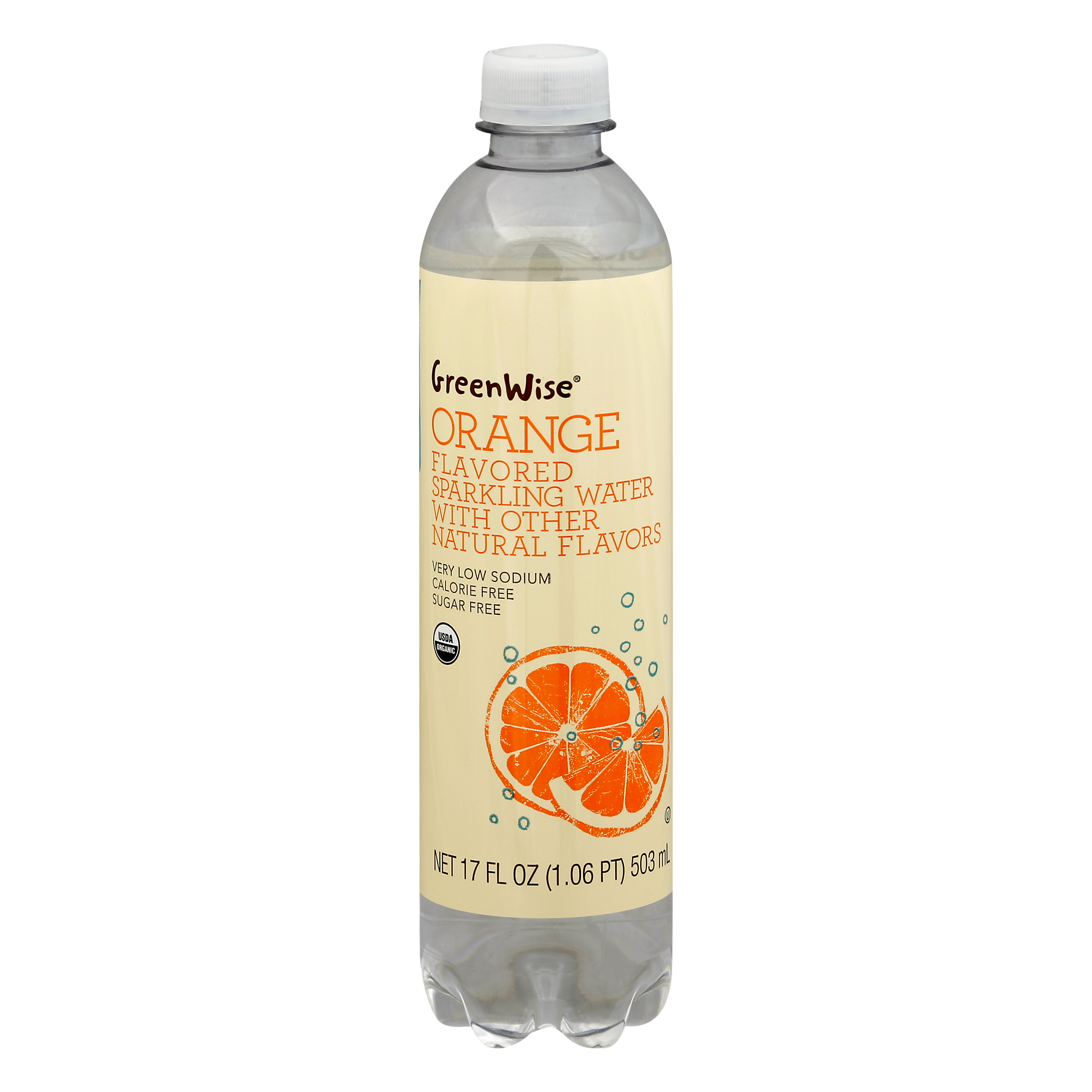 GreenWise Organic Orange Flavored Sparkling Water 17 oz BOTTLE