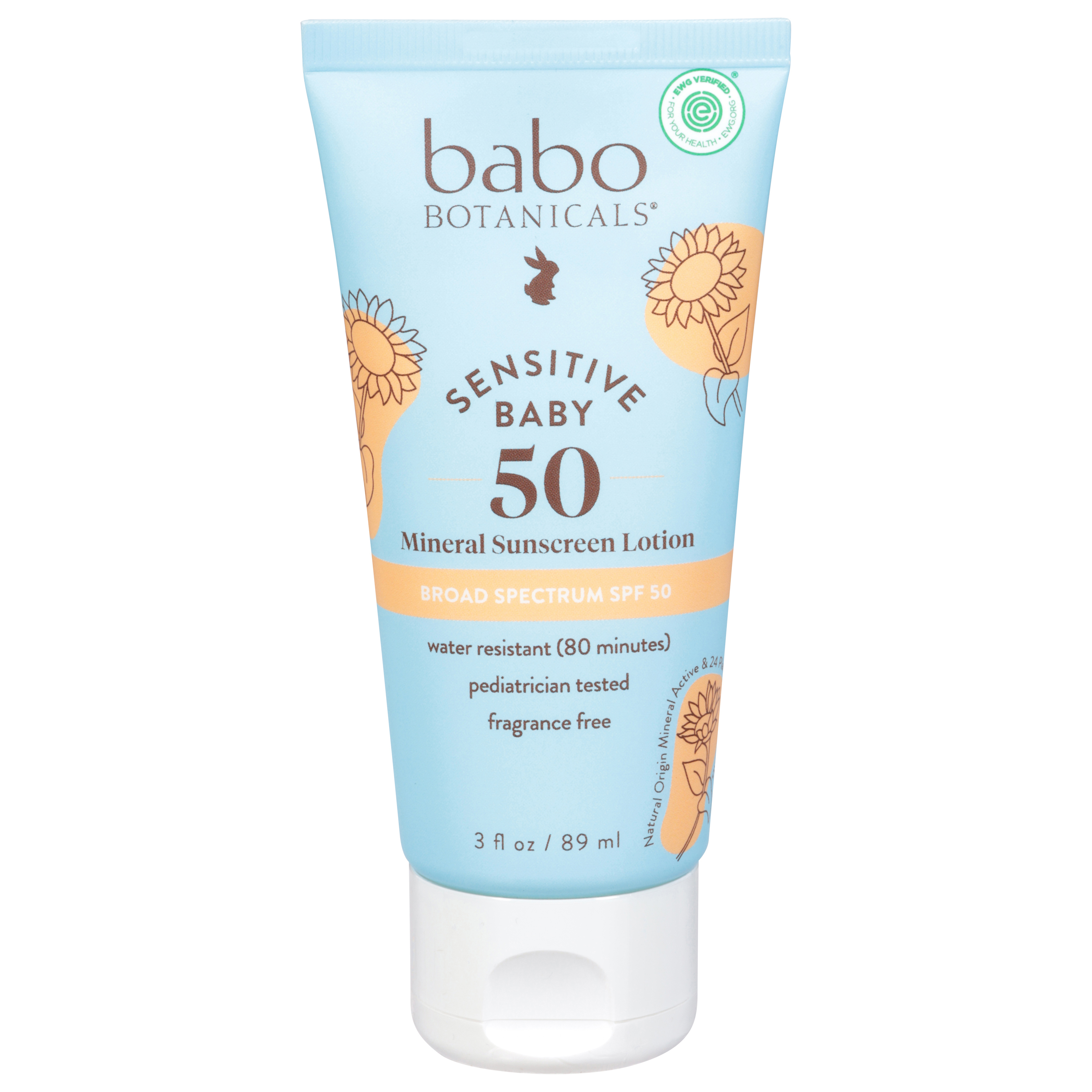 Babo Botanicals Broad Spectrum SPF 50 Sensitive Baby Mineral Sunscreen Lotion