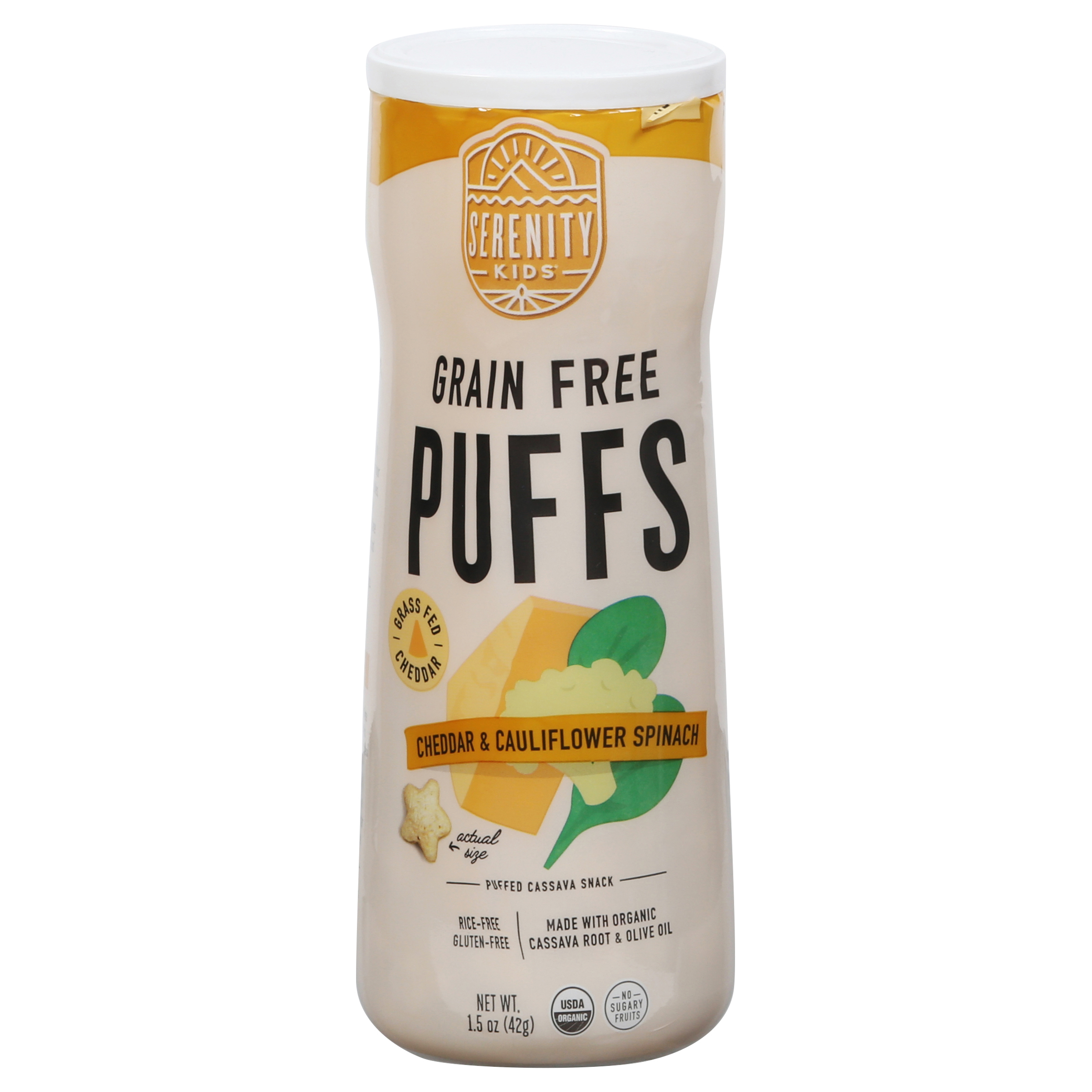 Serenity Kids Grain Free Cheddar & Cauliflower Spinach Puffs