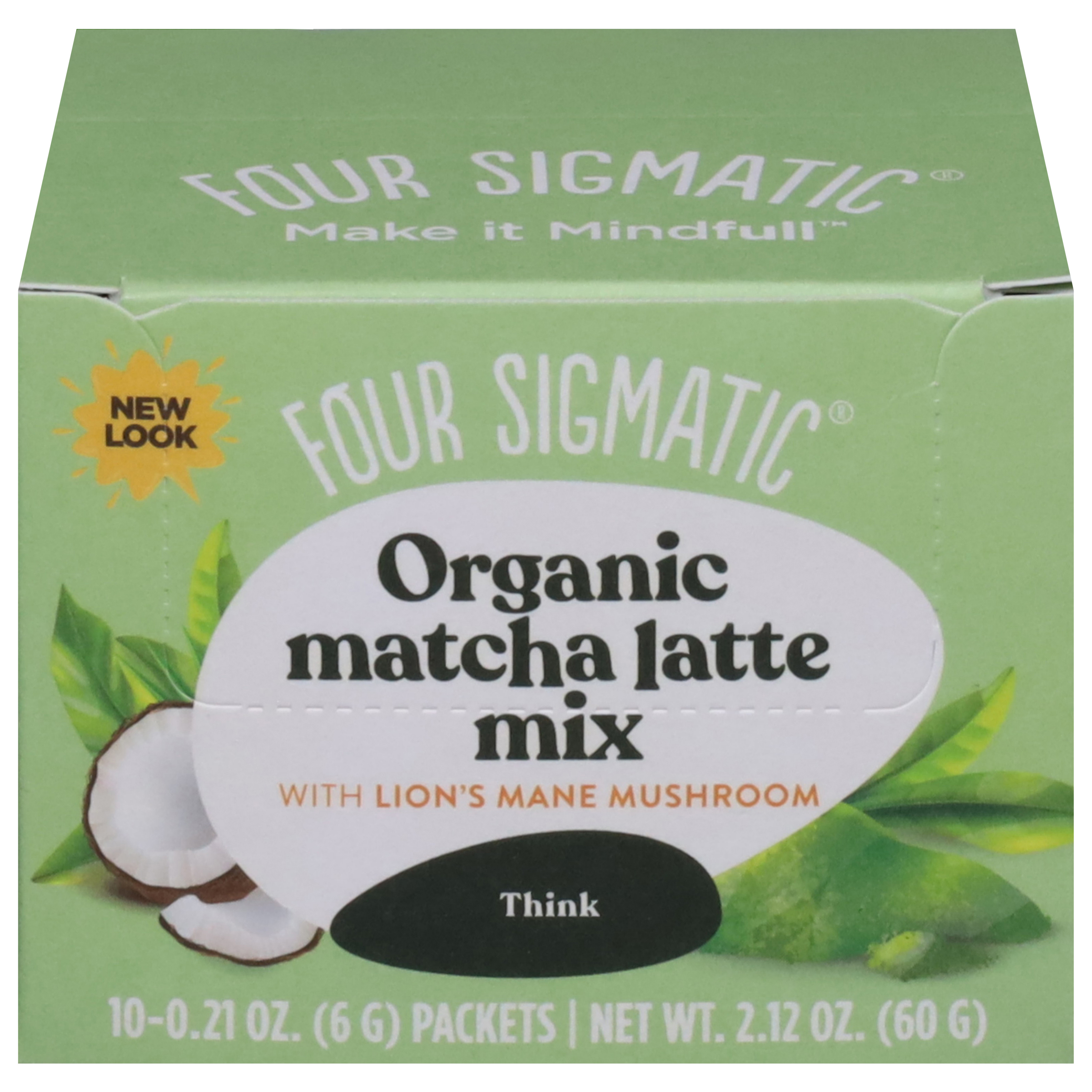 Four Sigmatic Think Organic Matcha Latte Mix with Lion's Mane Mushroom 10 - 0.21 oz Packets