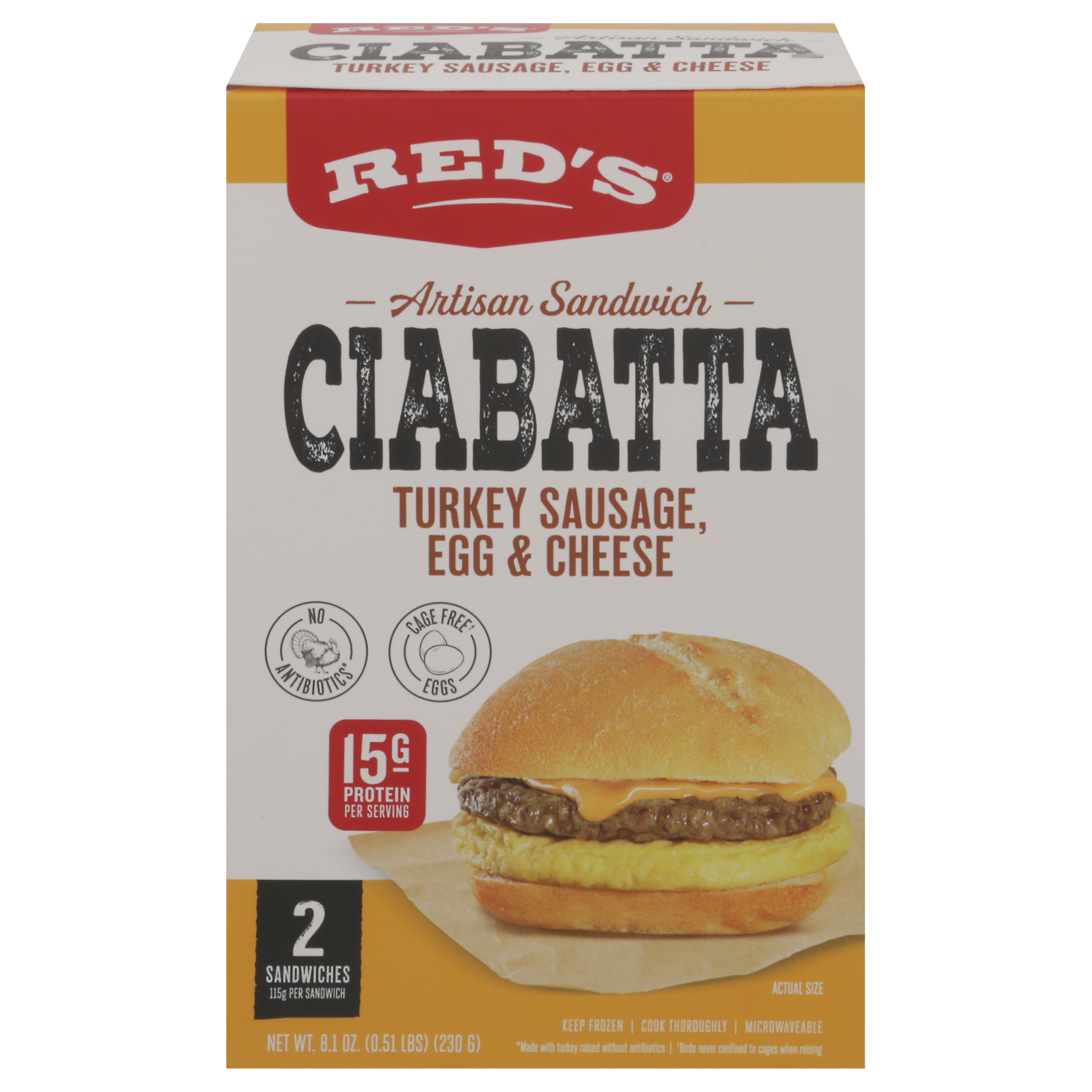 Red's Ciabatta Turkey Sausage, Egg & Cheese Artisan Sandwich