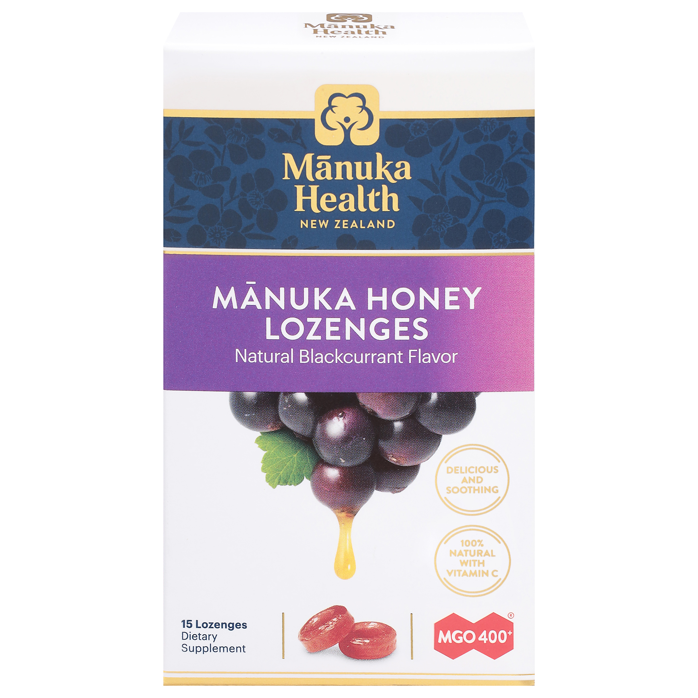 Manuka Health MGO 400+ Blackcurrant Flavor Manuka Honey Lozenges