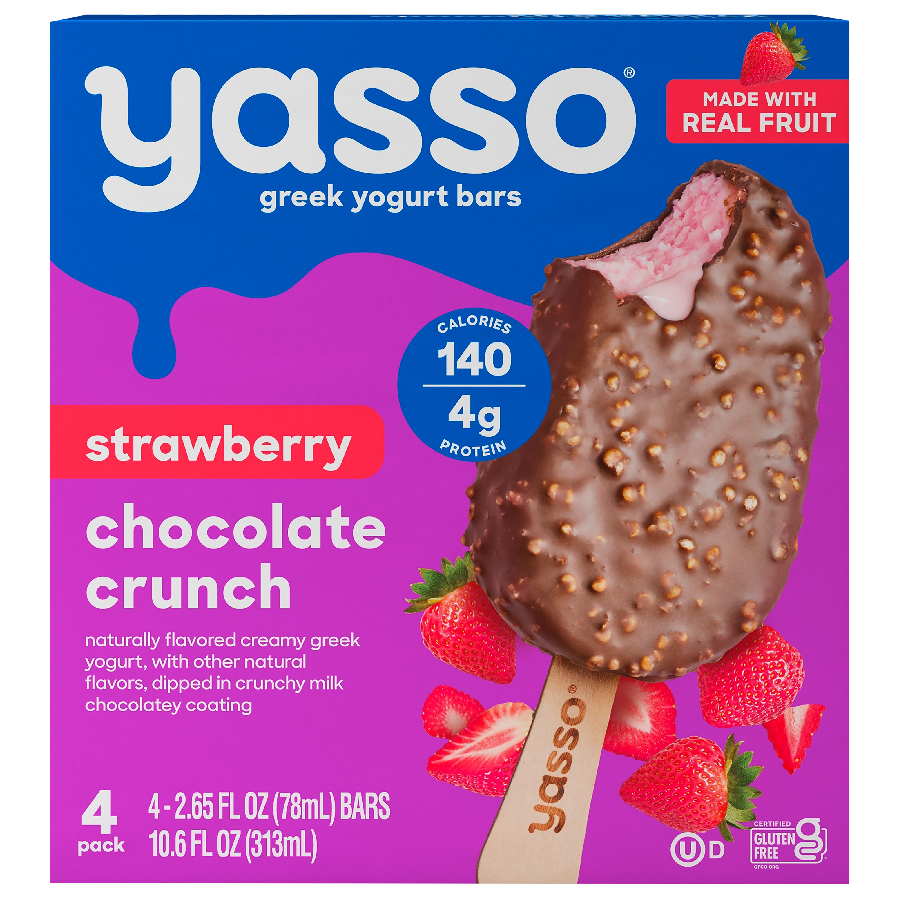 Yasso Yasso Frozen Greek Yogurt Bars Strawberry Chocolate Crunch Bars 4