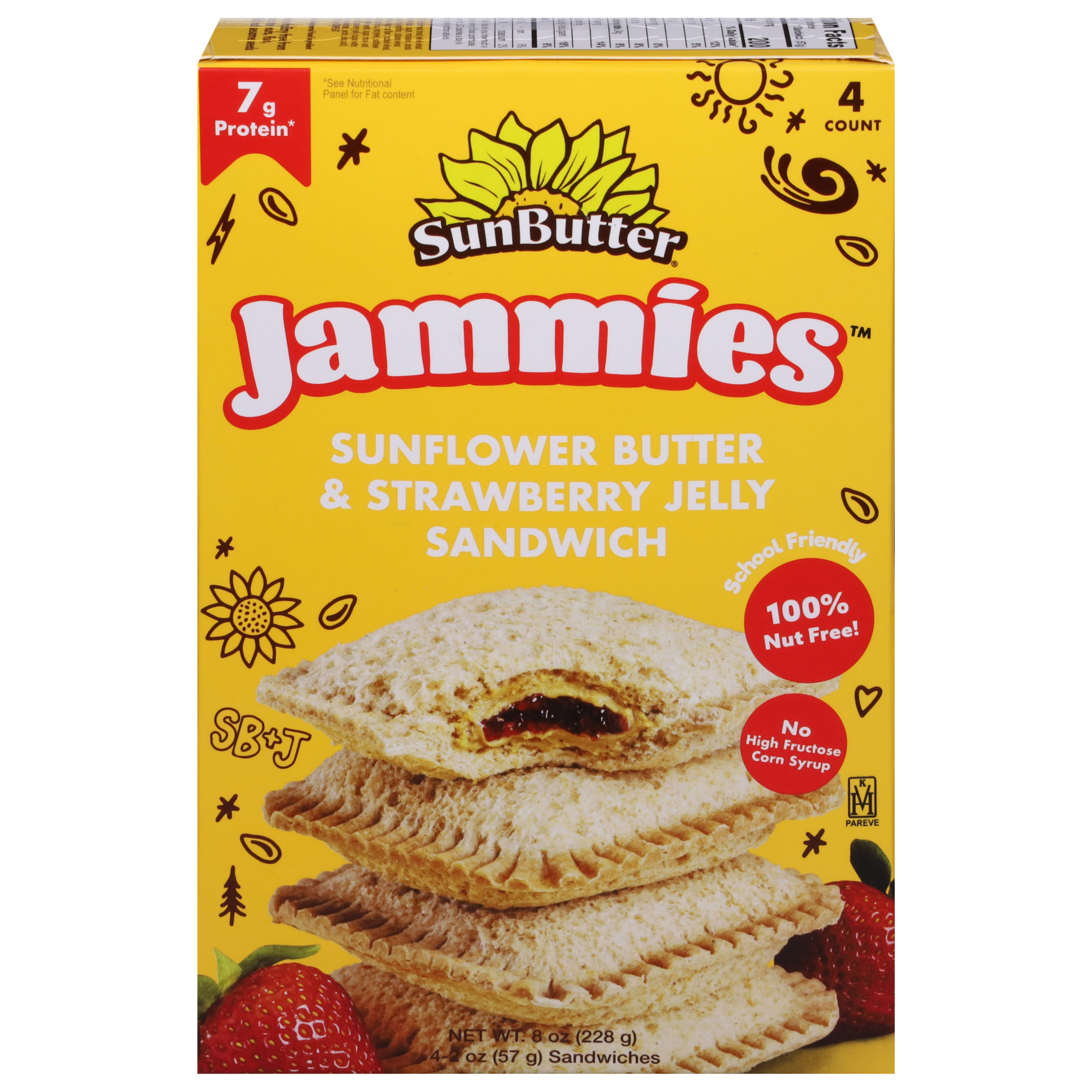 SunButter Jammies Sunflower Butter & Strawberry Jelly Sandwich 4 - 2 oz Sandwiches