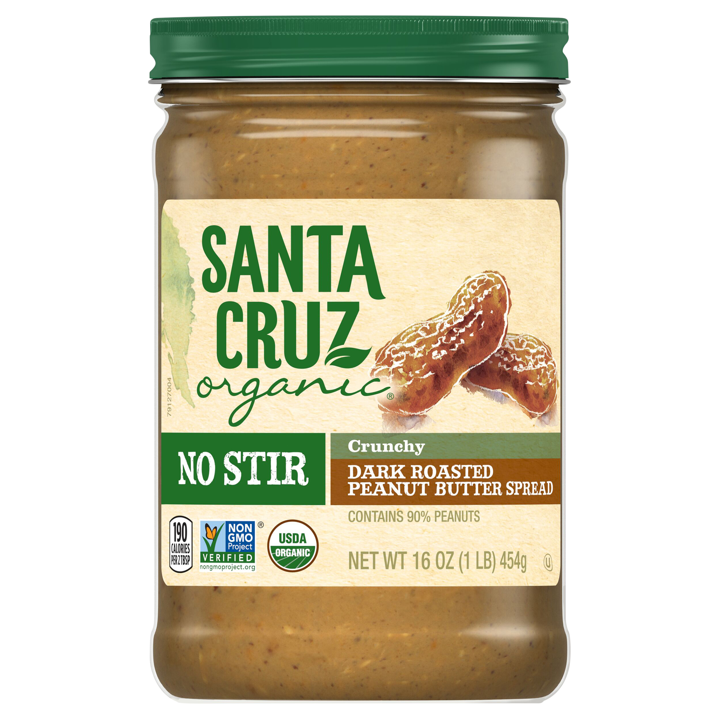 Santa Cruz Organic No Stir Crunchy Dark Roasted Peanut Butter Spread,