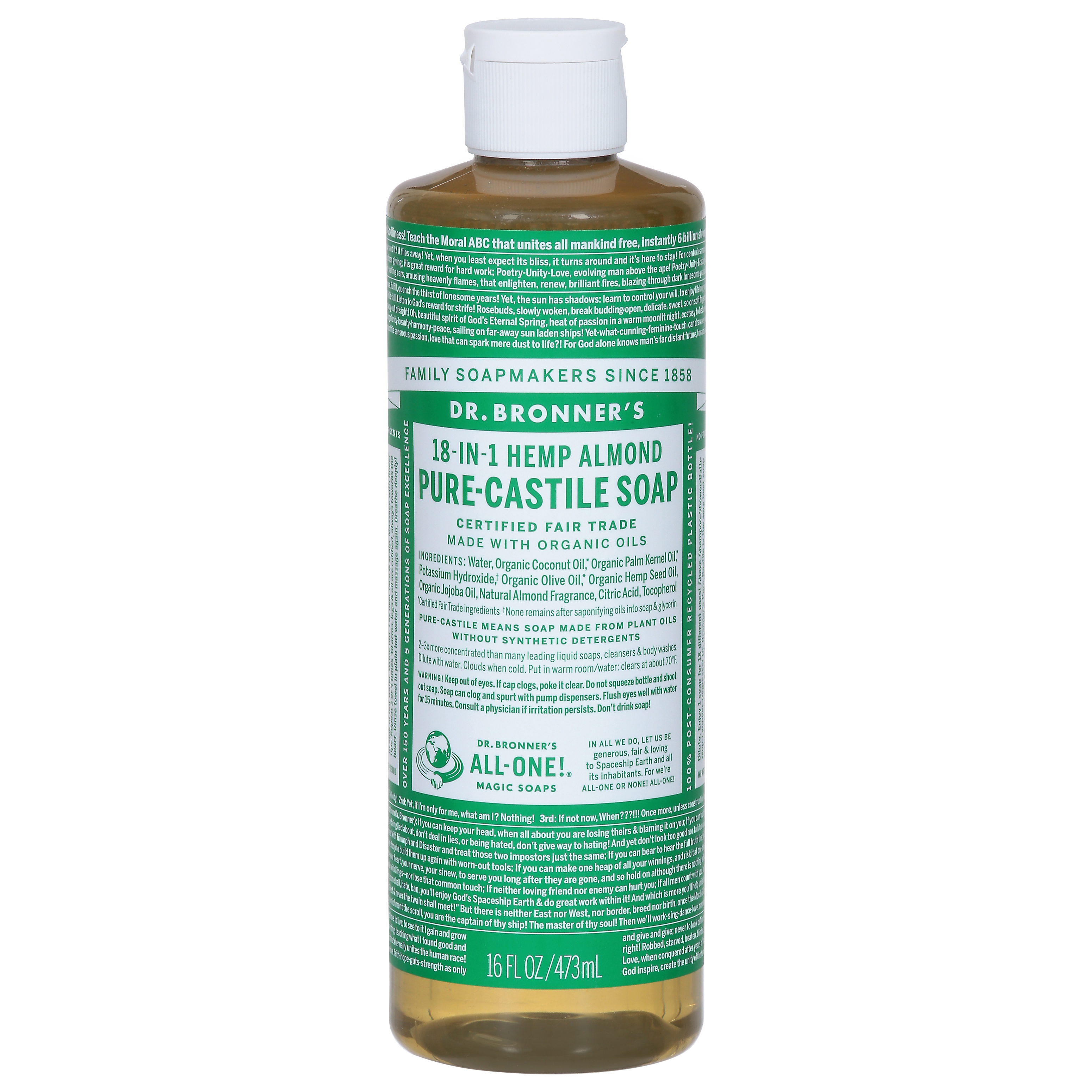 Dr. Bronner's 18-in-1 Hemp Almond Pure-Castile Soap