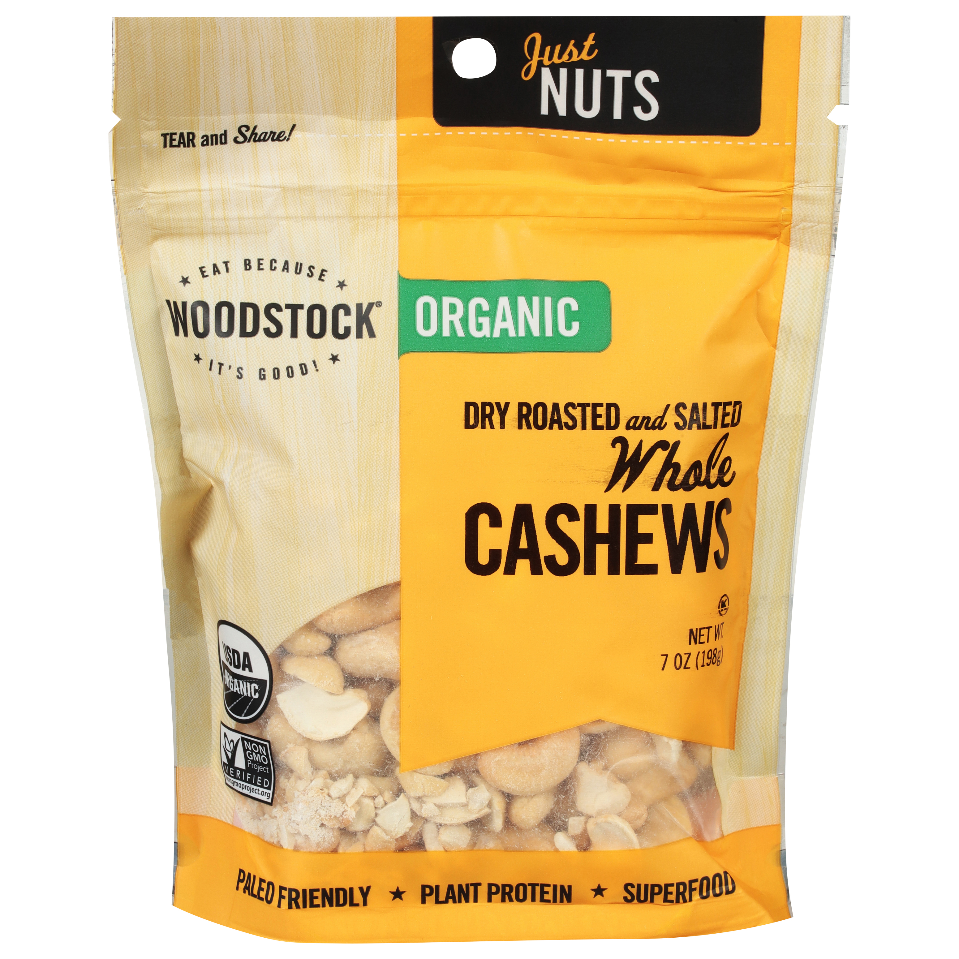 Woodstock Organic Whole Dry Roasted and Salted Cashews