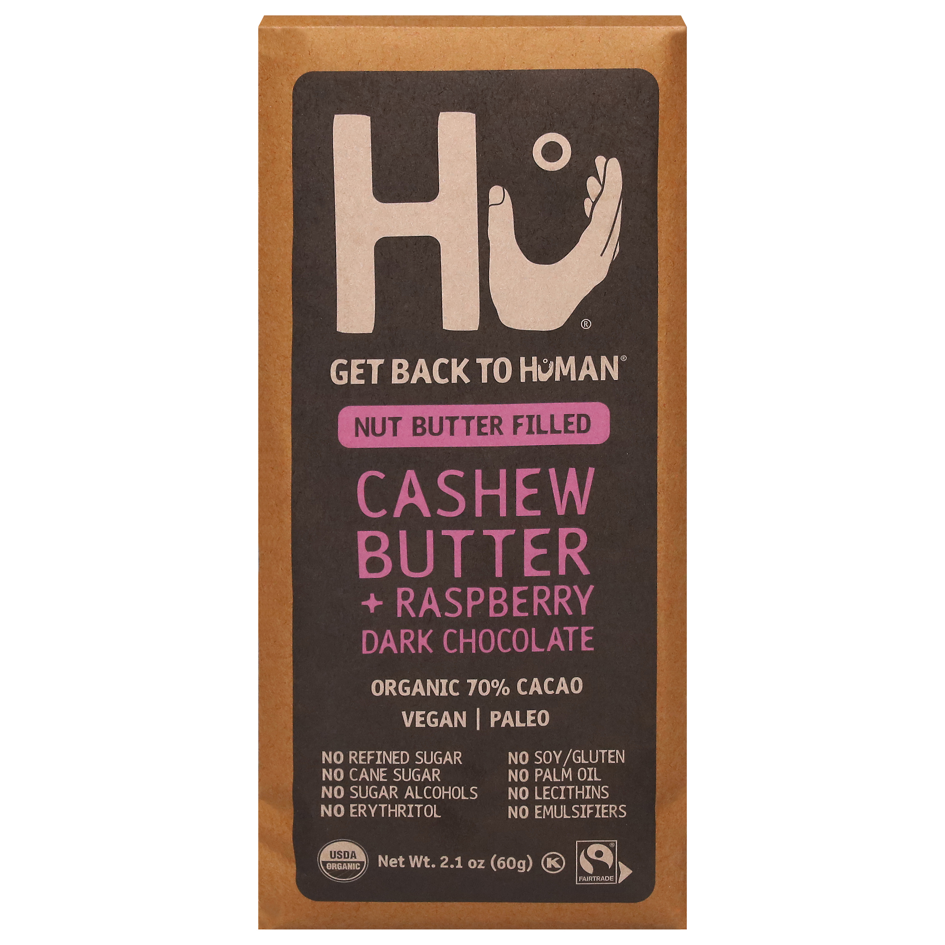 Hu Organic 70% Cacao Cashew Butter + Raspberry Dark Chocolate