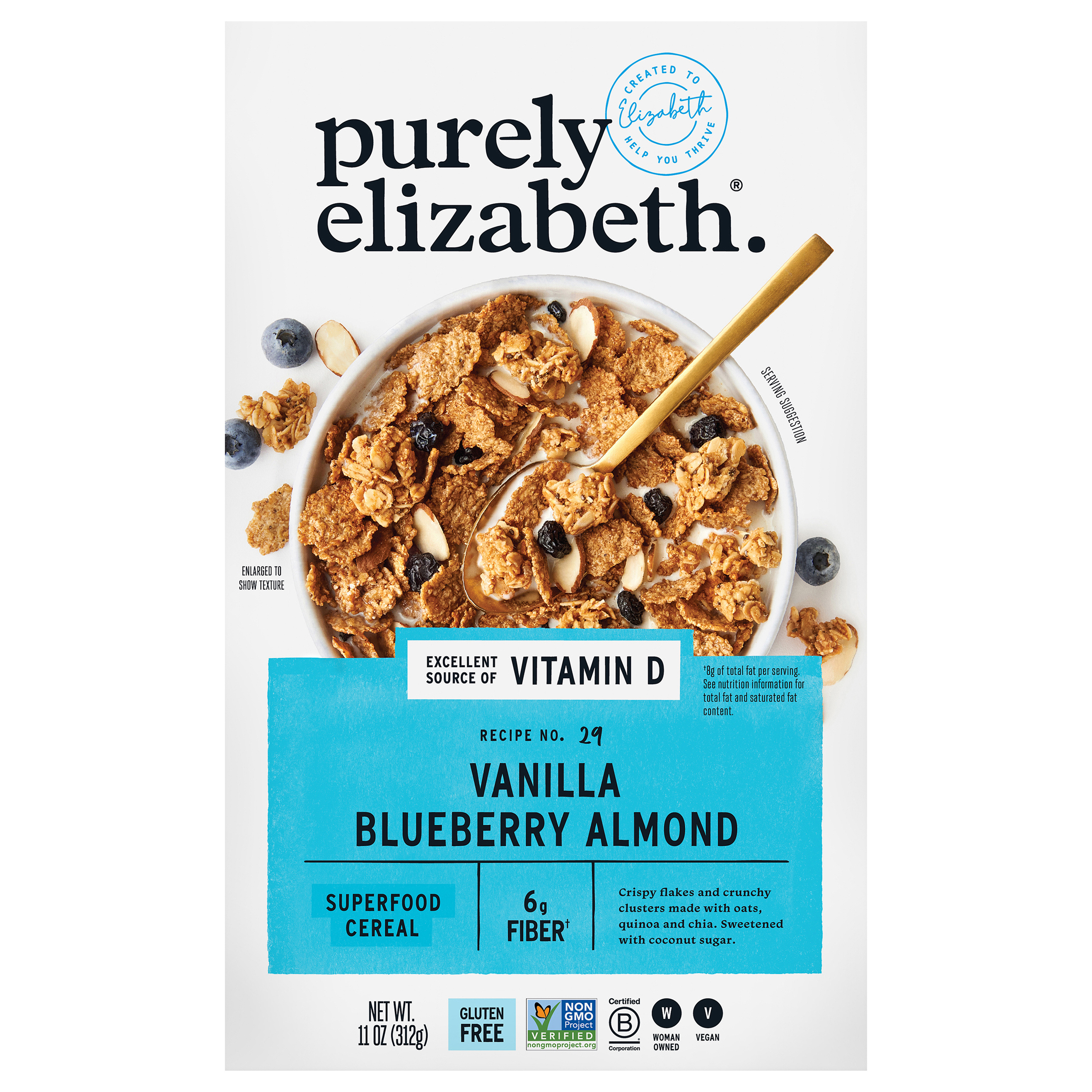 Purely Elizabeth Vanilla Blueberry Almond Superfood Cereal with Vitamin D