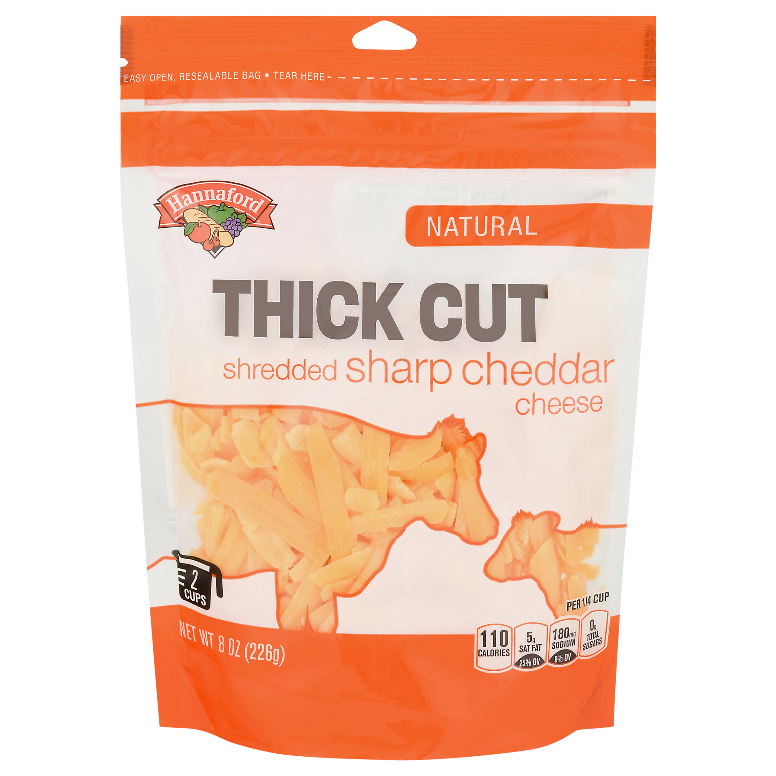 Hannaford Natural Thick Cut Shredded Sharp Cheddar Cheese 8 oz