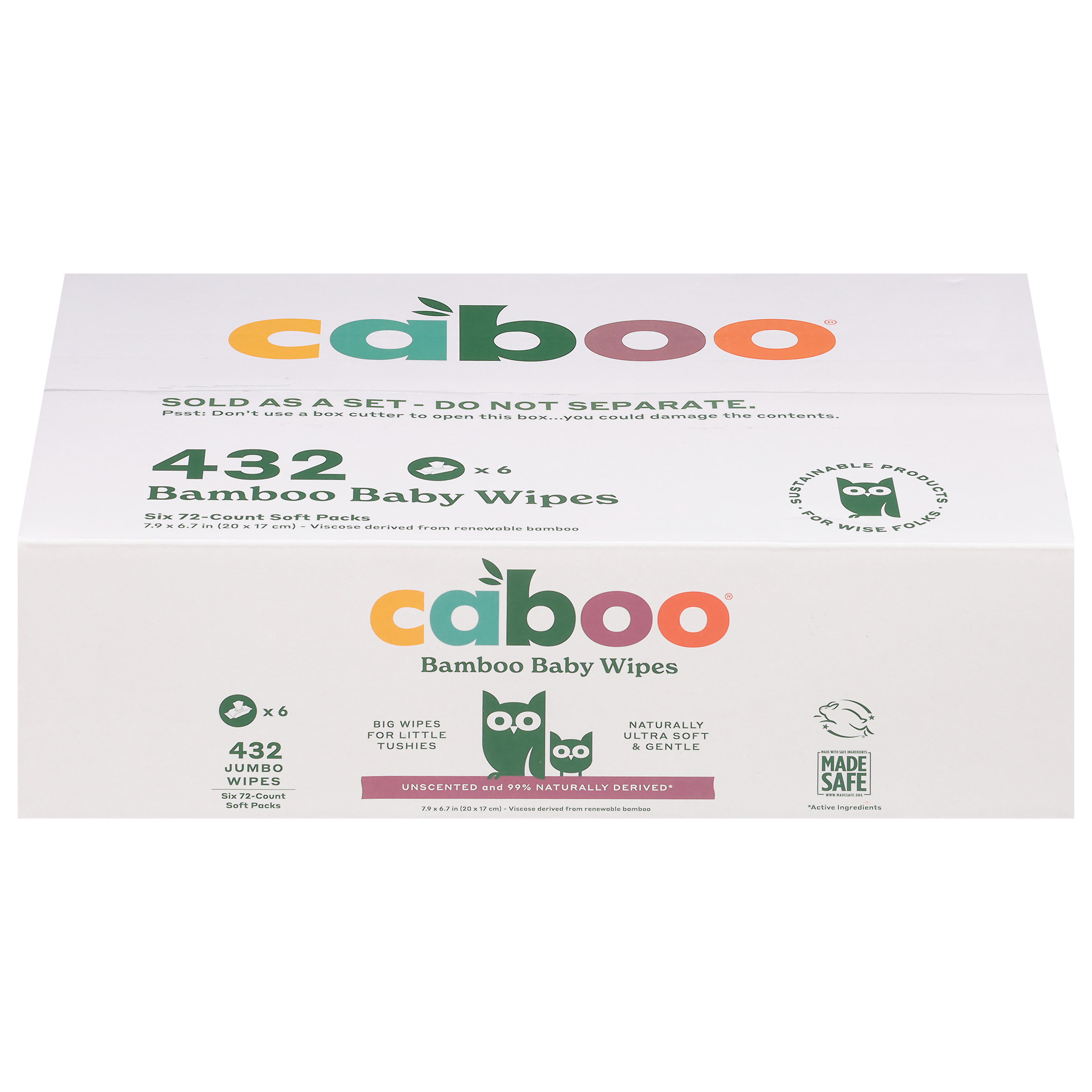 Caboo Unscented Bamboo Baby Wipes 6 - 72 Wipe Packs
