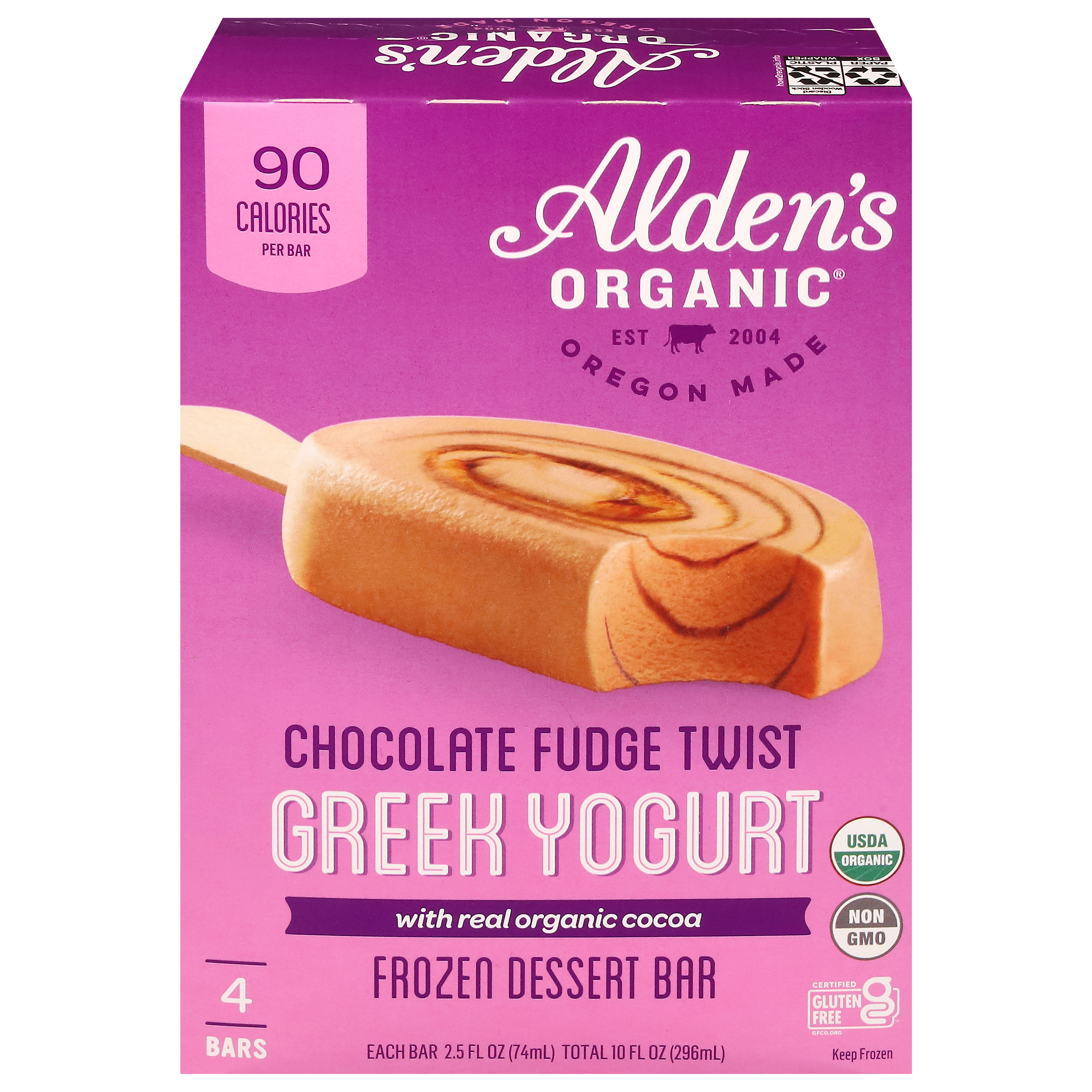 Alden's Organic Frozen Chocolate Fudge Twist Dessert Bar