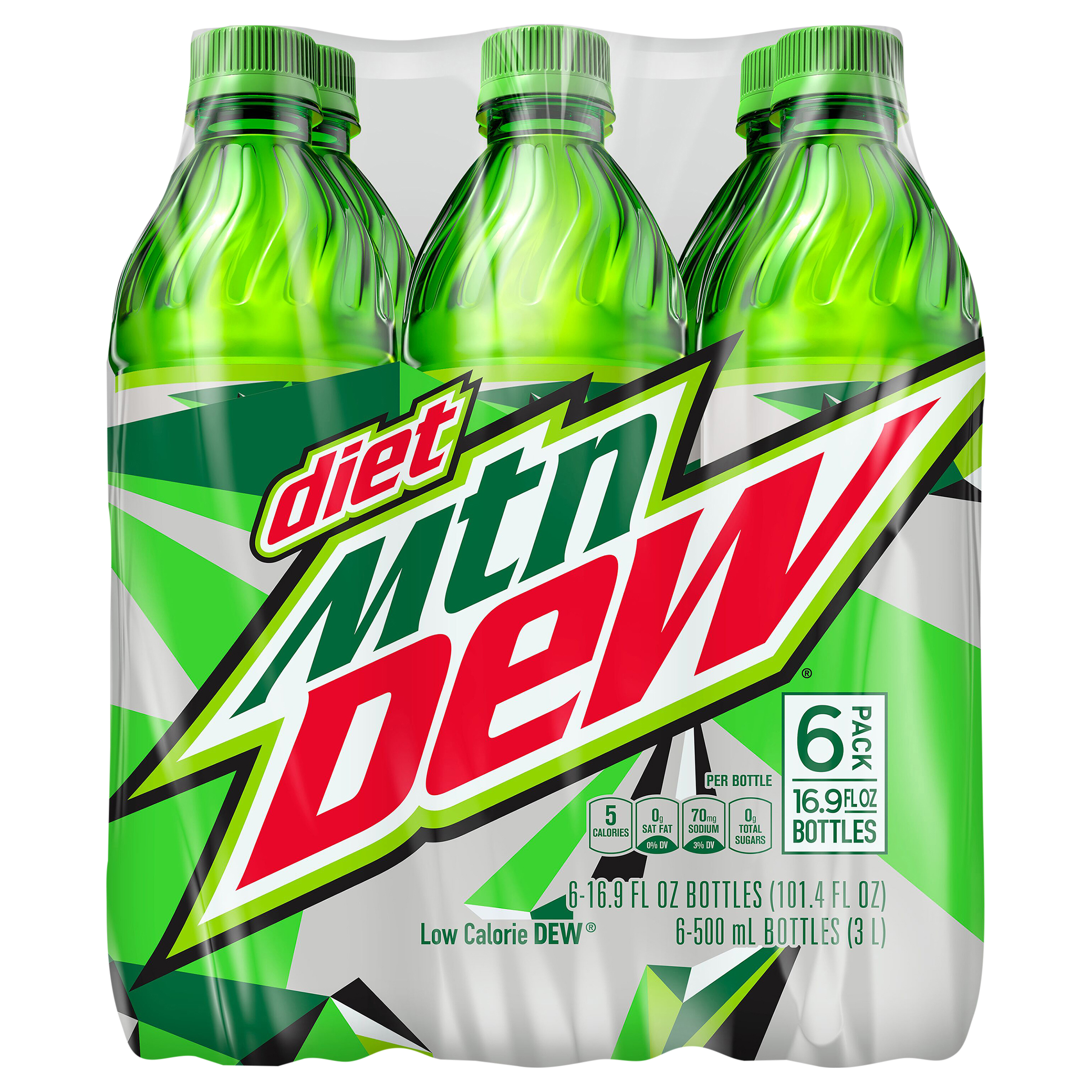 Diet Mtn Dew Low Calorie DEW 16.9 Fl Oz 6 Count Bottle