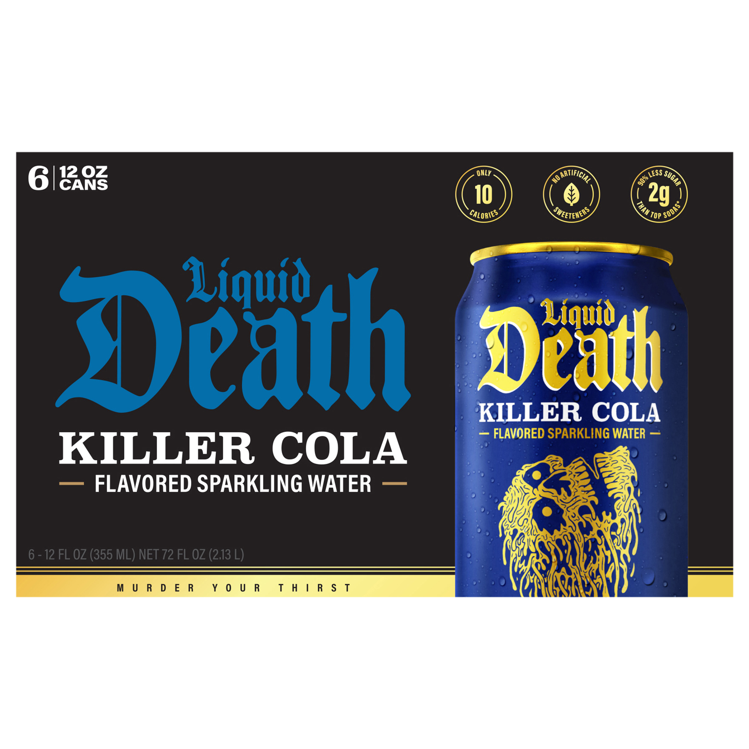 Liquid Death Sparkling Water, Killer Cola, 12 oz Can, (6-Pack)