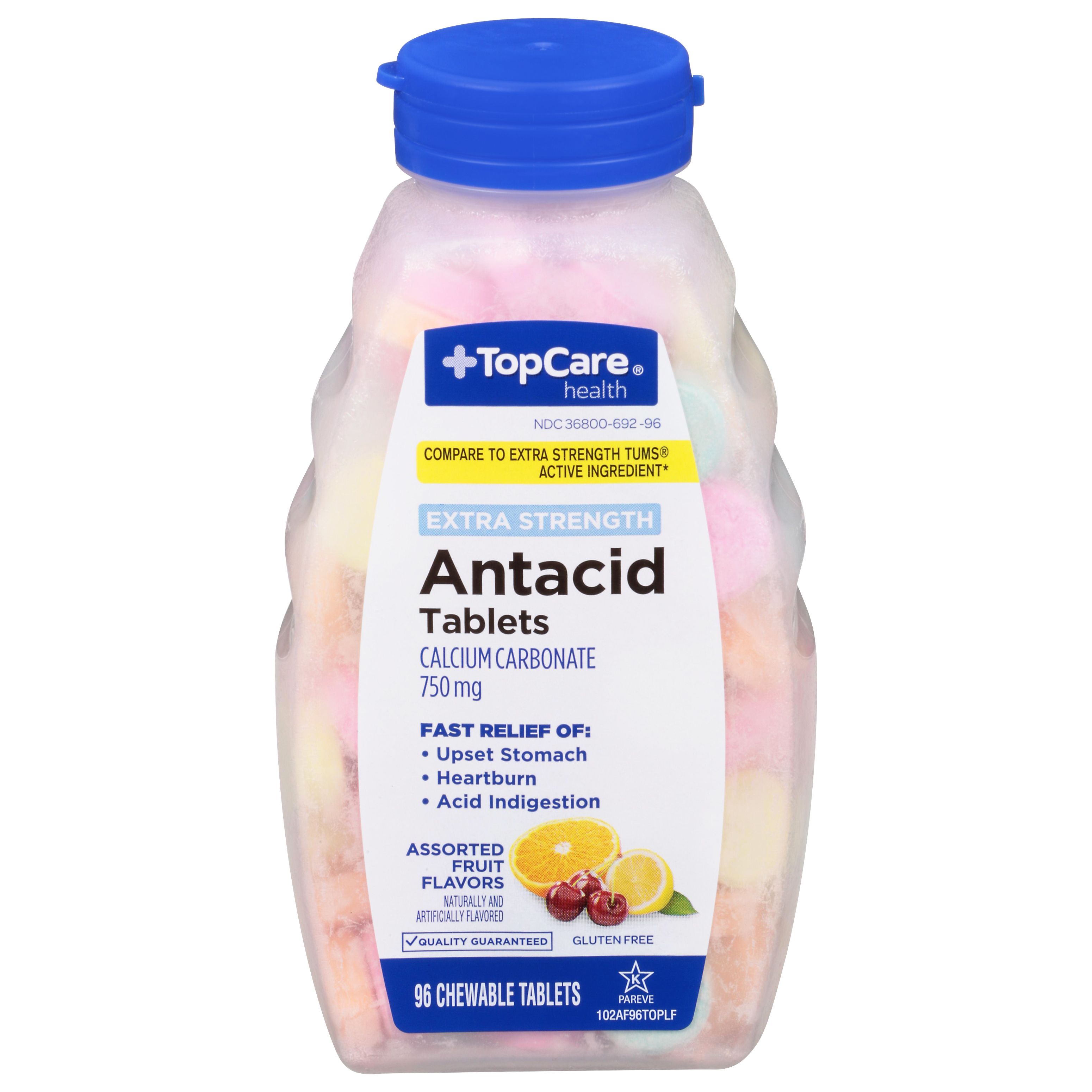 Topcare Health Extra Strength 750 Mg Assorted Fruit Flavor Antacid Tablets 96 Ea