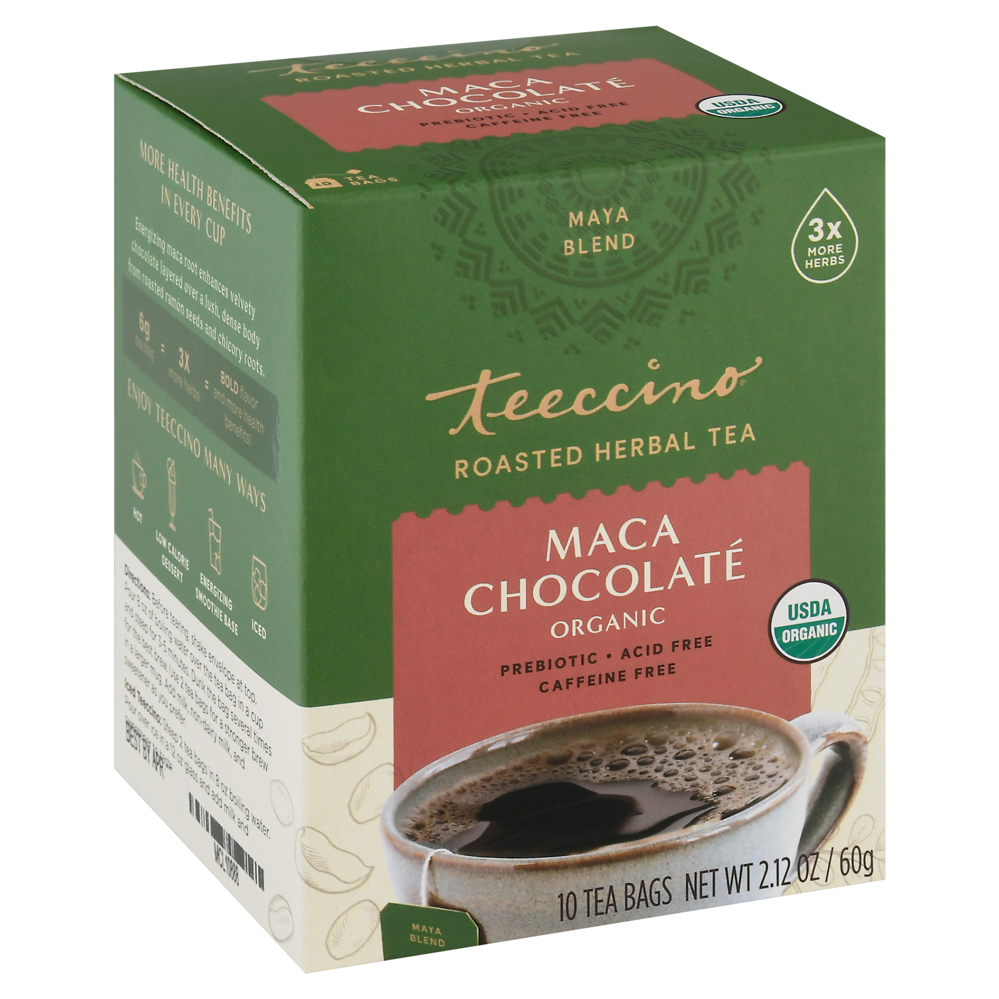 Teeccino Organic Maca Chocolate Herbal Tea Bags