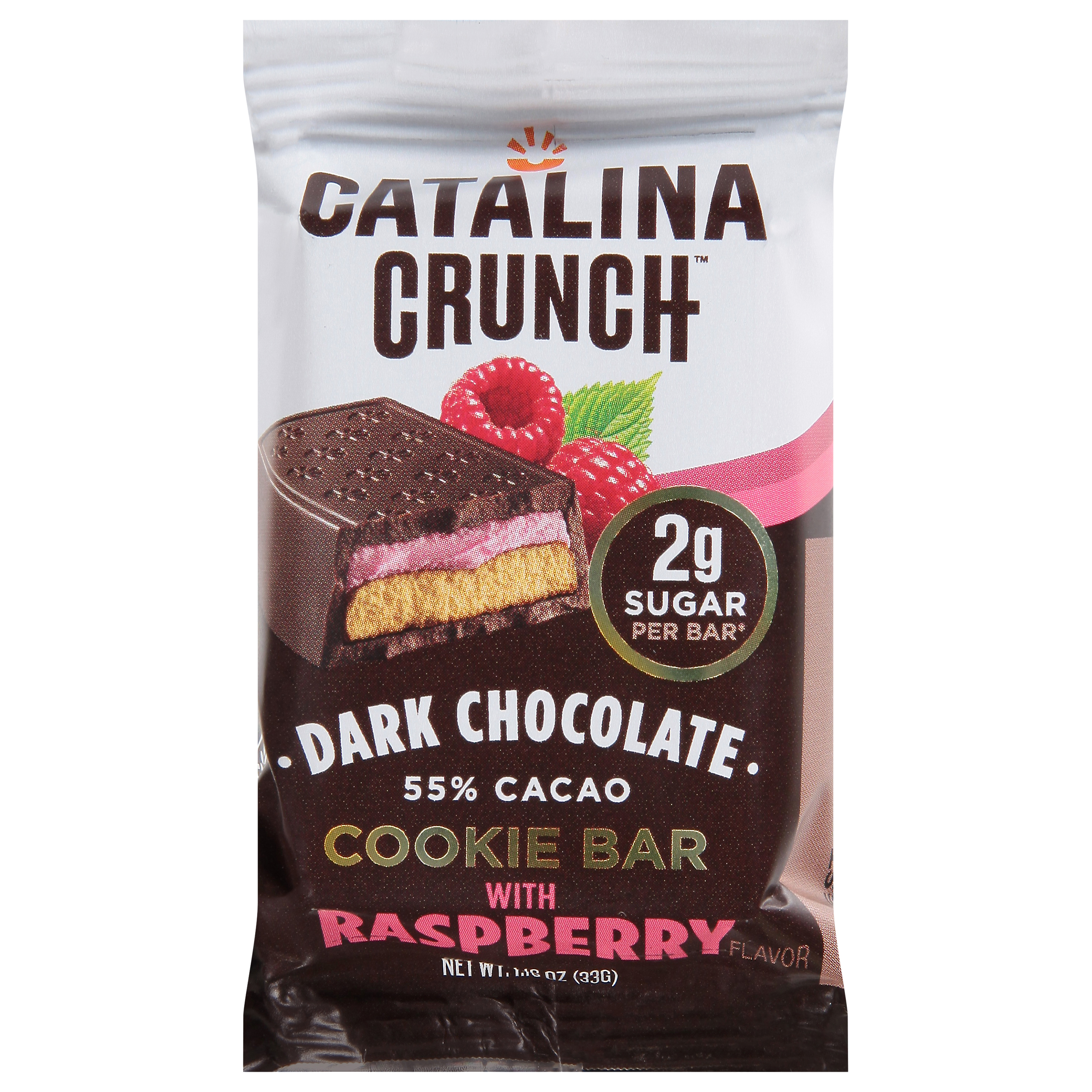 Catalina Crunch 55% Cacao Dark Chocolate with Raspberry Flavor Cookie Bar