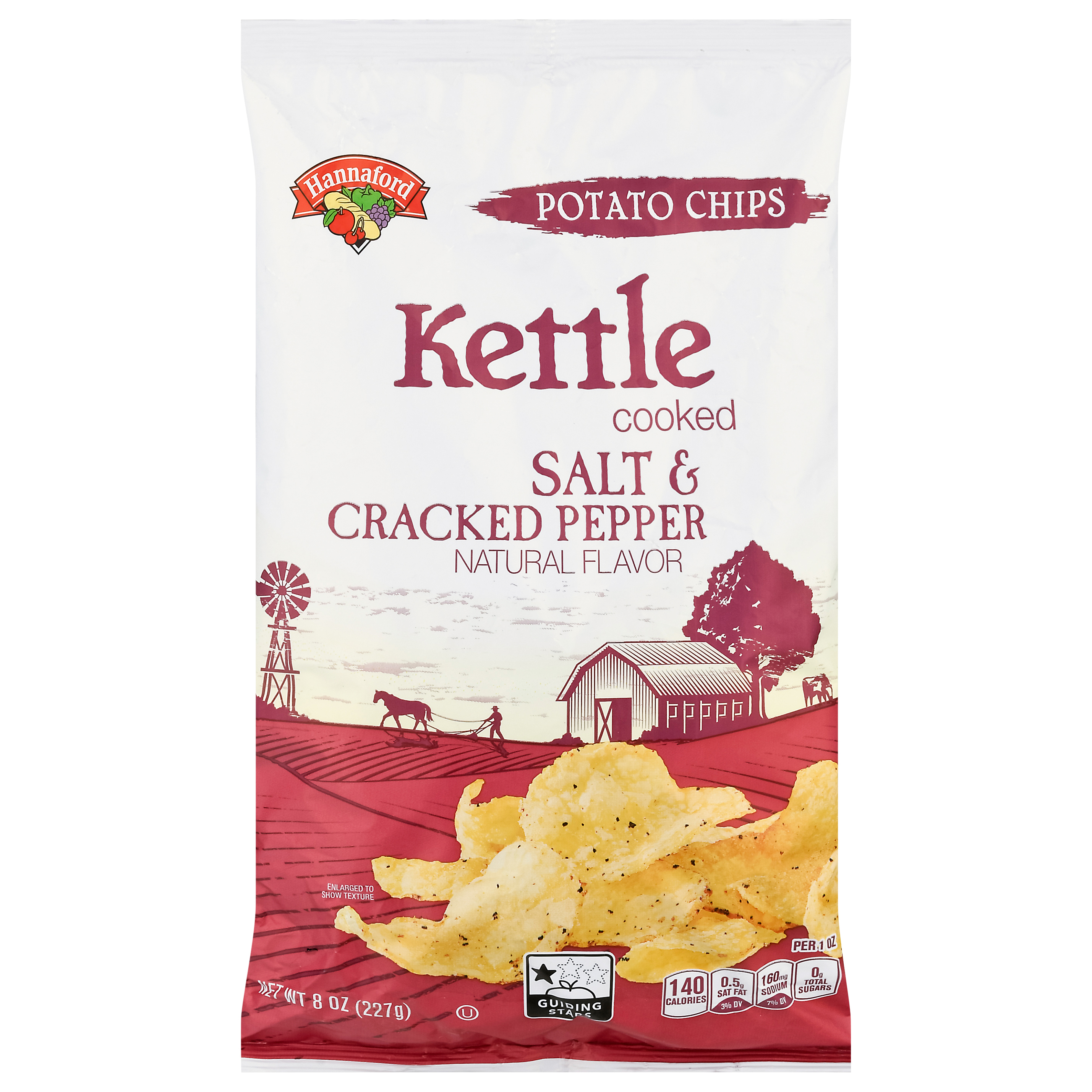 Hannaford Kettle Cooked Salt & Cracked Pepper Potato Chips 8 oz