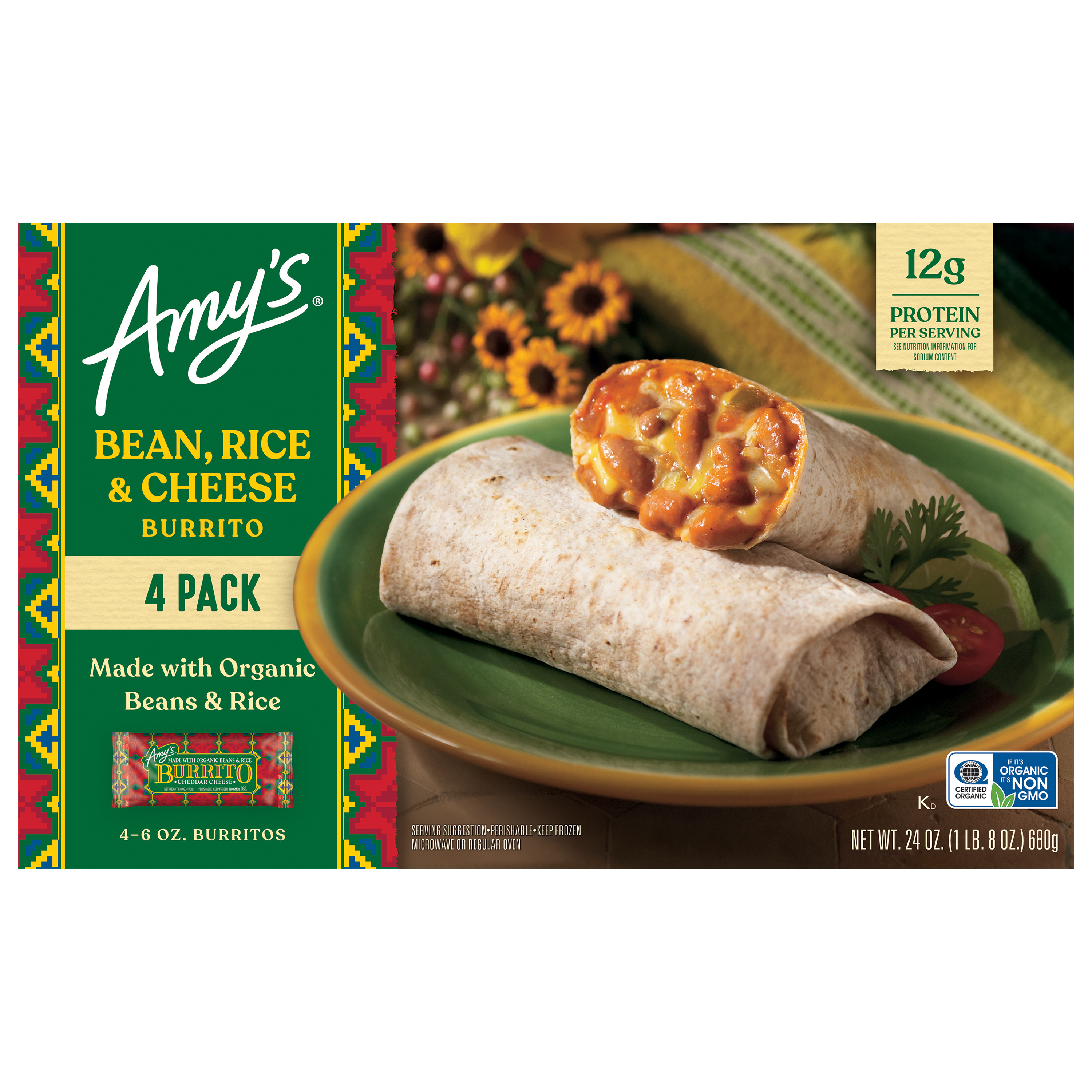 Amy's Bean & Cheese Burrito 4pk,
