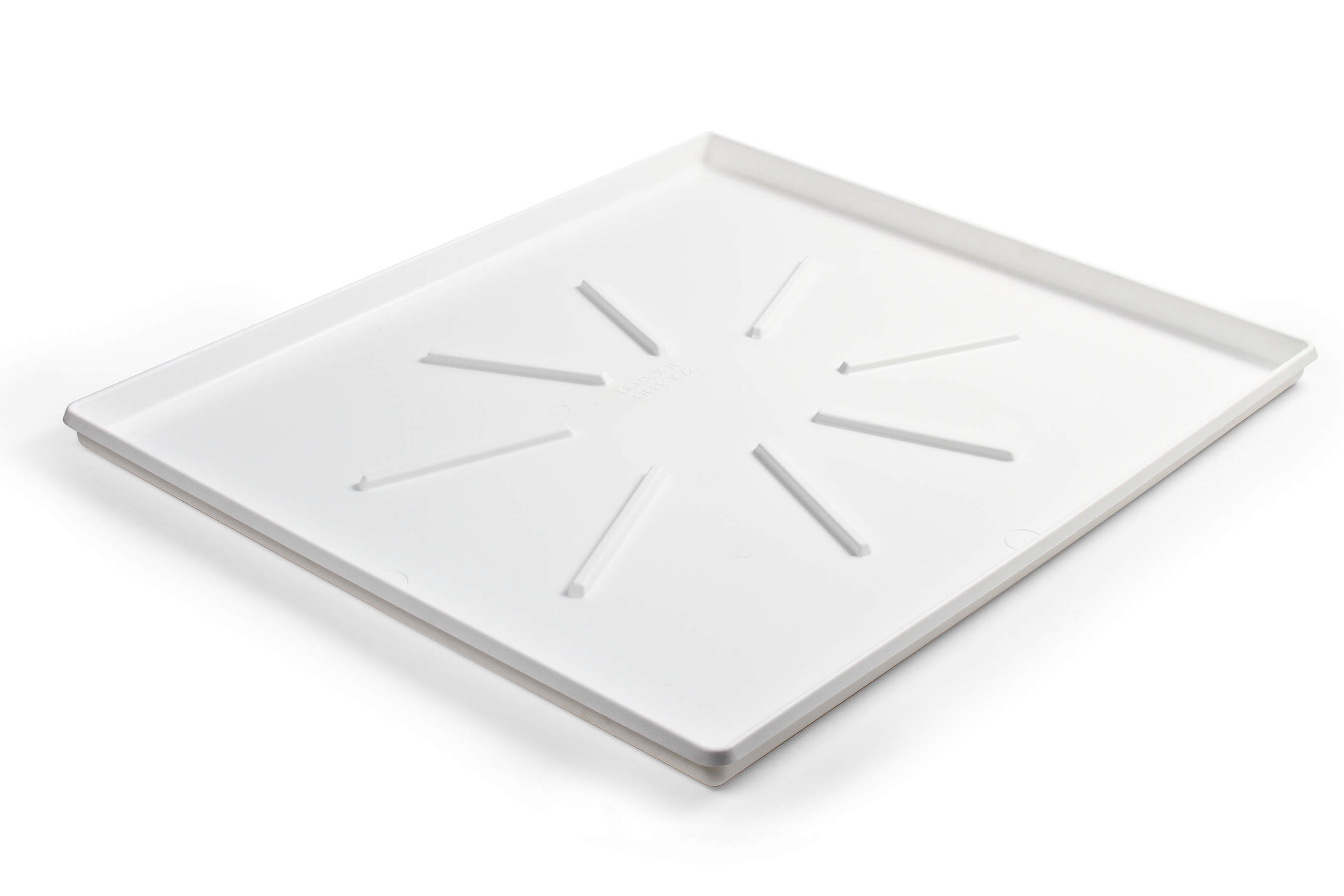 Camco Washing Machine Drain Pan, 30 ½-Inches x 34 ½-Inches OD, Low Profile w/ PVC Fitting, White