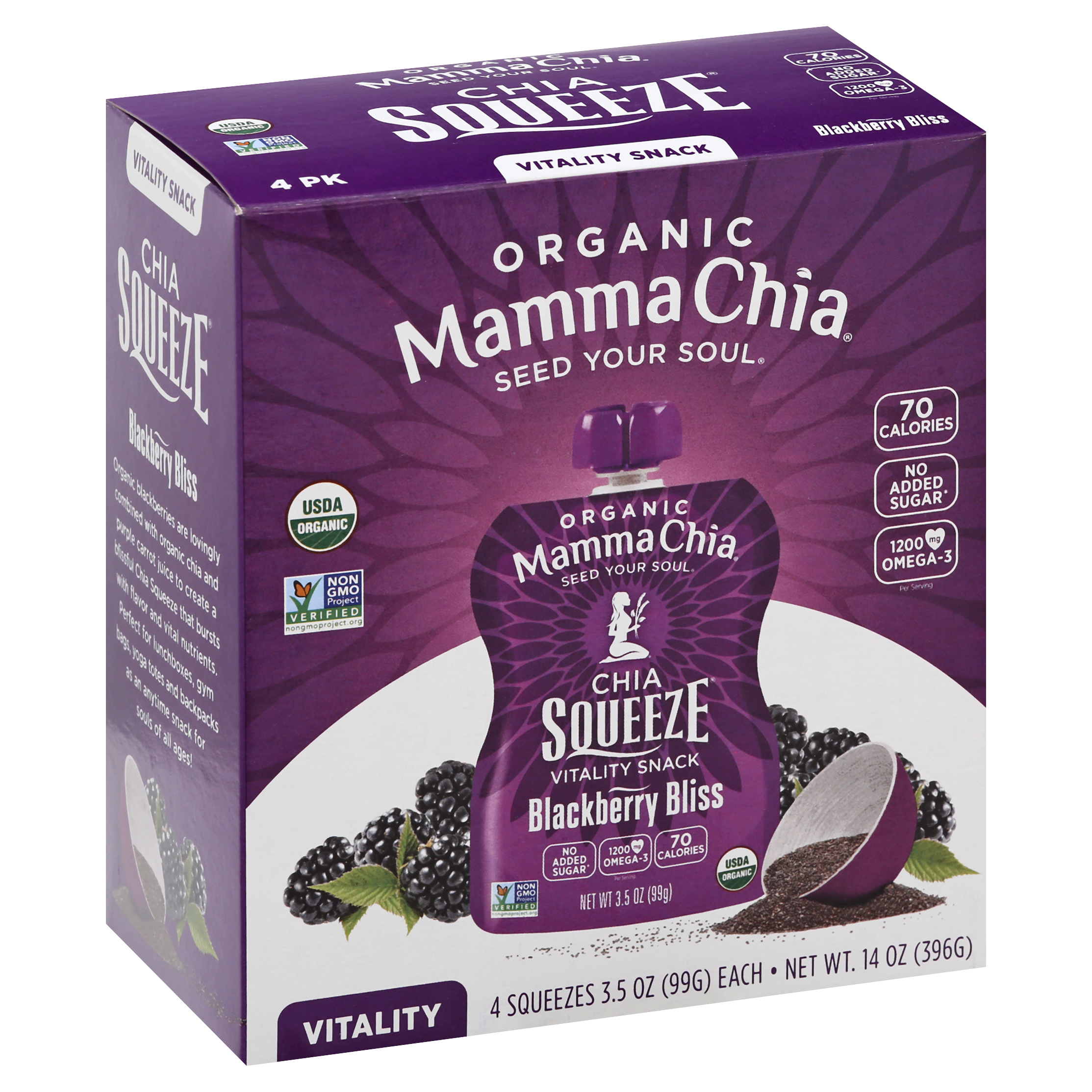 Mamma Chia Chia Squeeze Organic Blackberry Bliss Vitality Snack