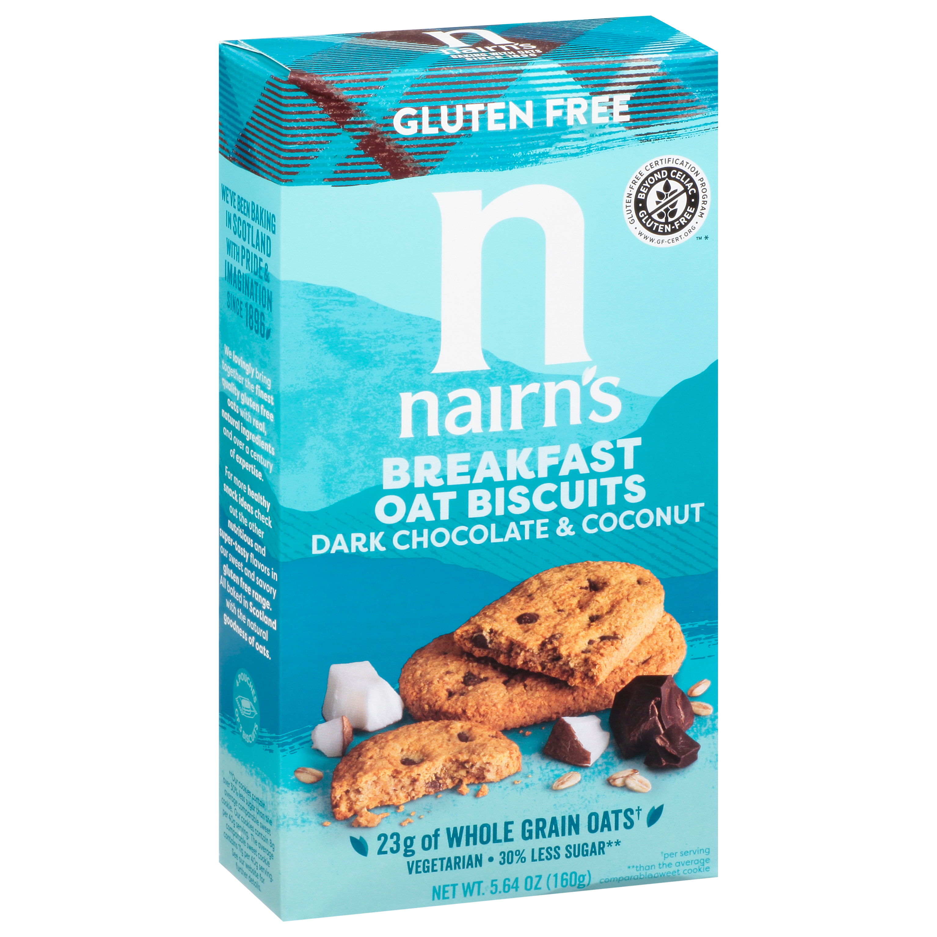 Nairn's Gluten Free Dark Chocolate & Coconut Breakfast Oat Biscuits