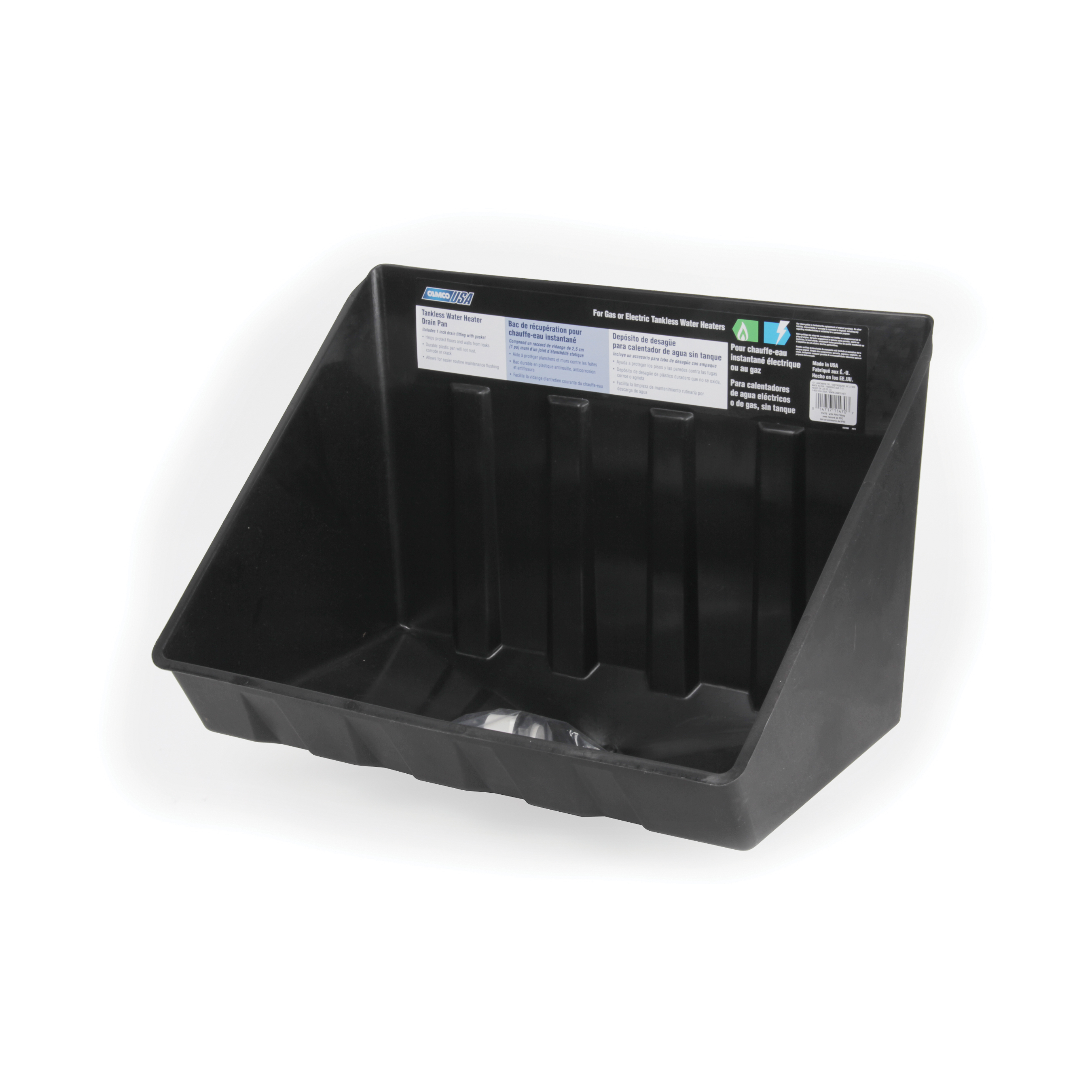 WH Drain Pan - Tankless Plastic w/PVC Fitting (E/F/S)