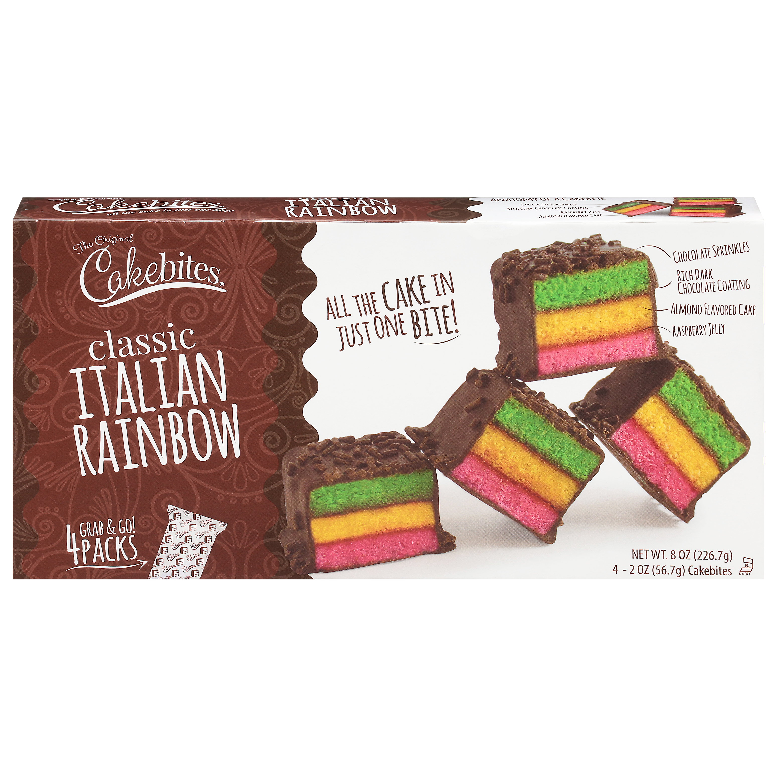 Cakebites Classic Italian Rainbow Cake 4 - 2 oz ea