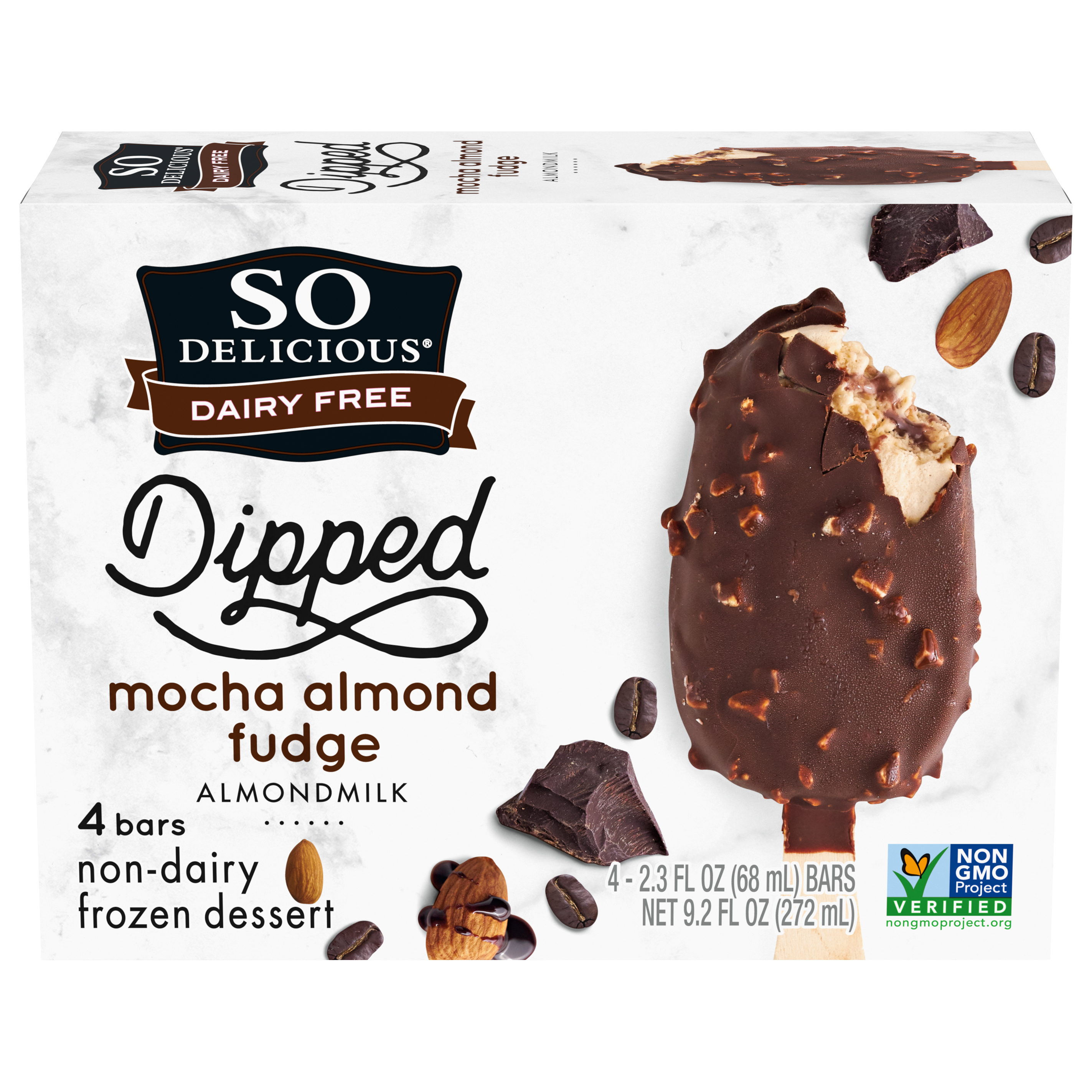 So Delicious Dairy Free Dipped Mocha Almond Fudge Almond Milk Frozen Dessert Bar,