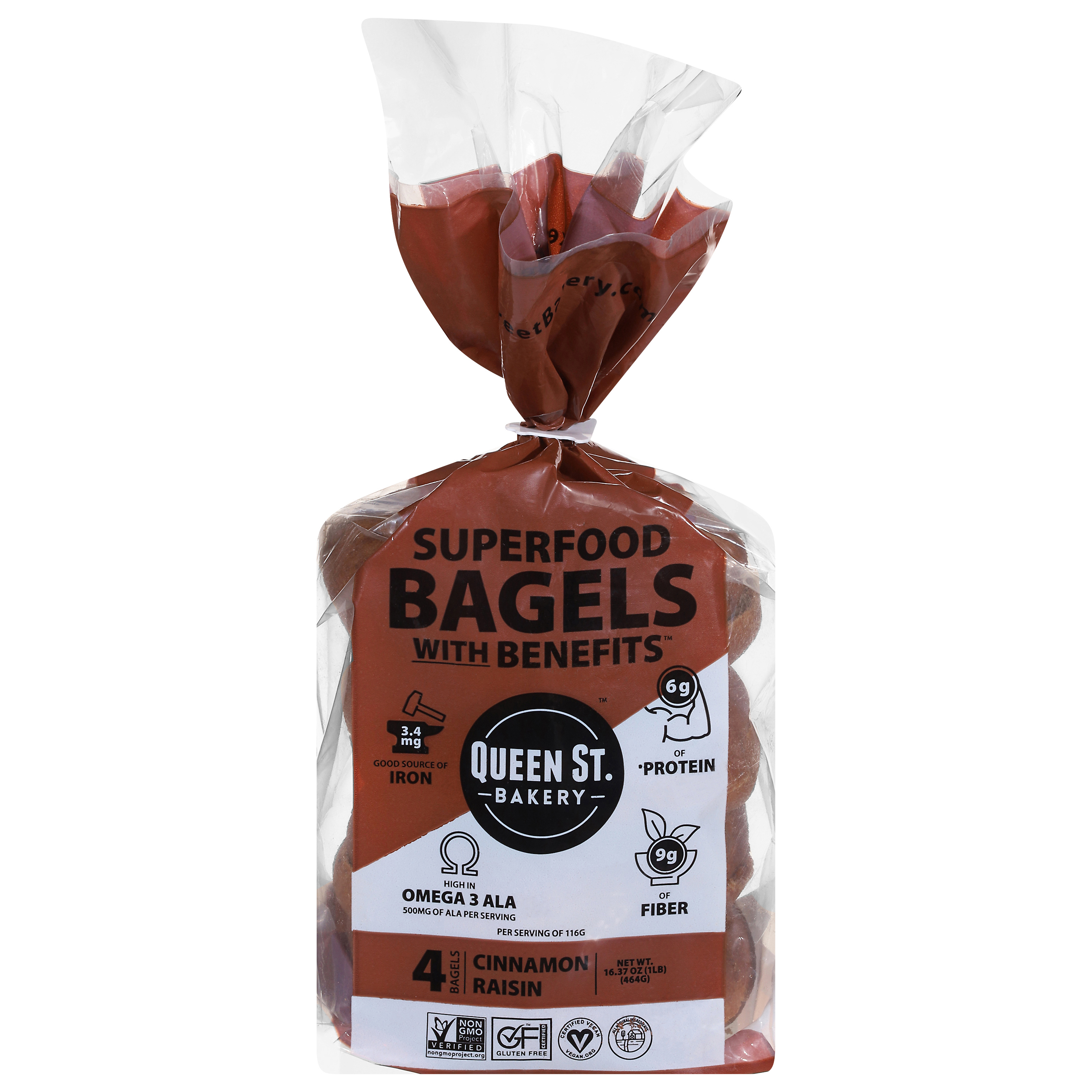 Queen St. Bakery Superfood Cinnamon Raisin Bagels with Benefits