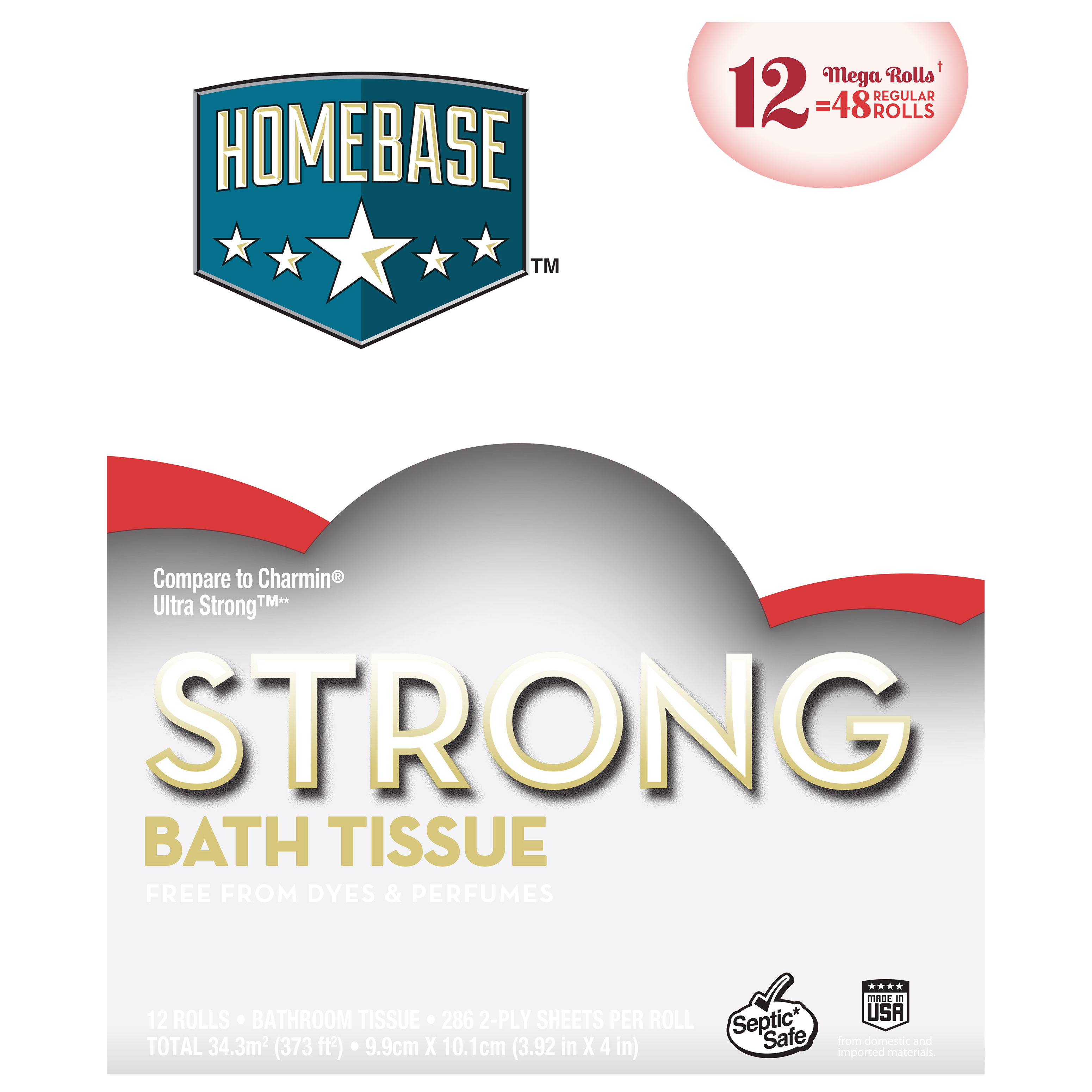 HomeBase 2Ply Mega Roll Strong Bath Tissue 12 ea