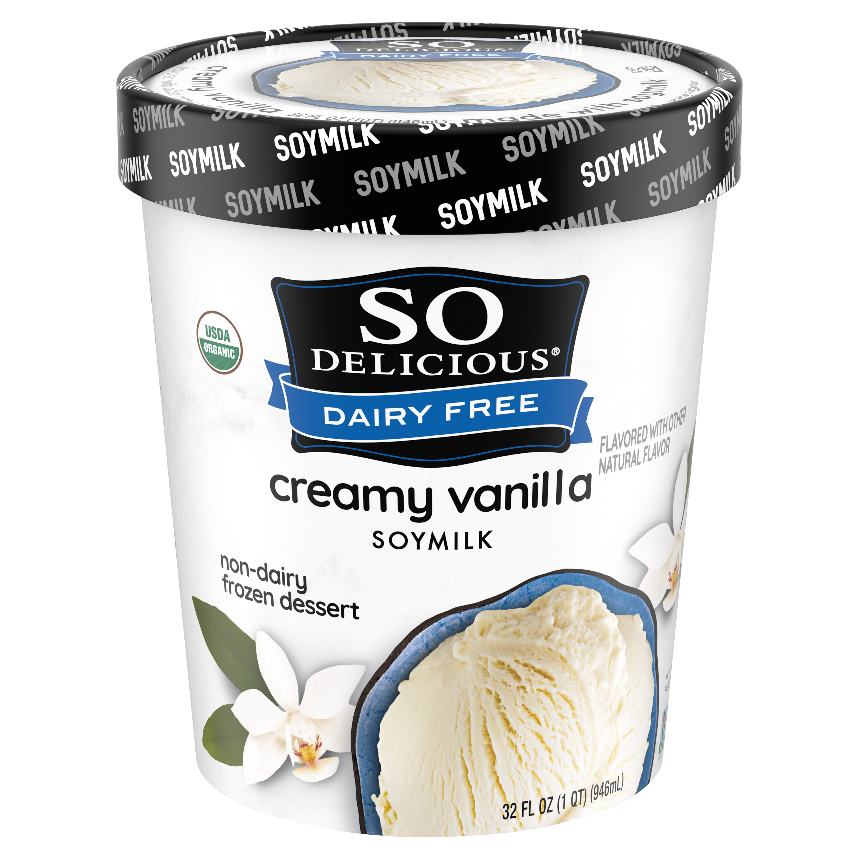 So Delicious Dairy Free Creamy Vanilla Soy Milk Frozen Dessert, 1 Quart