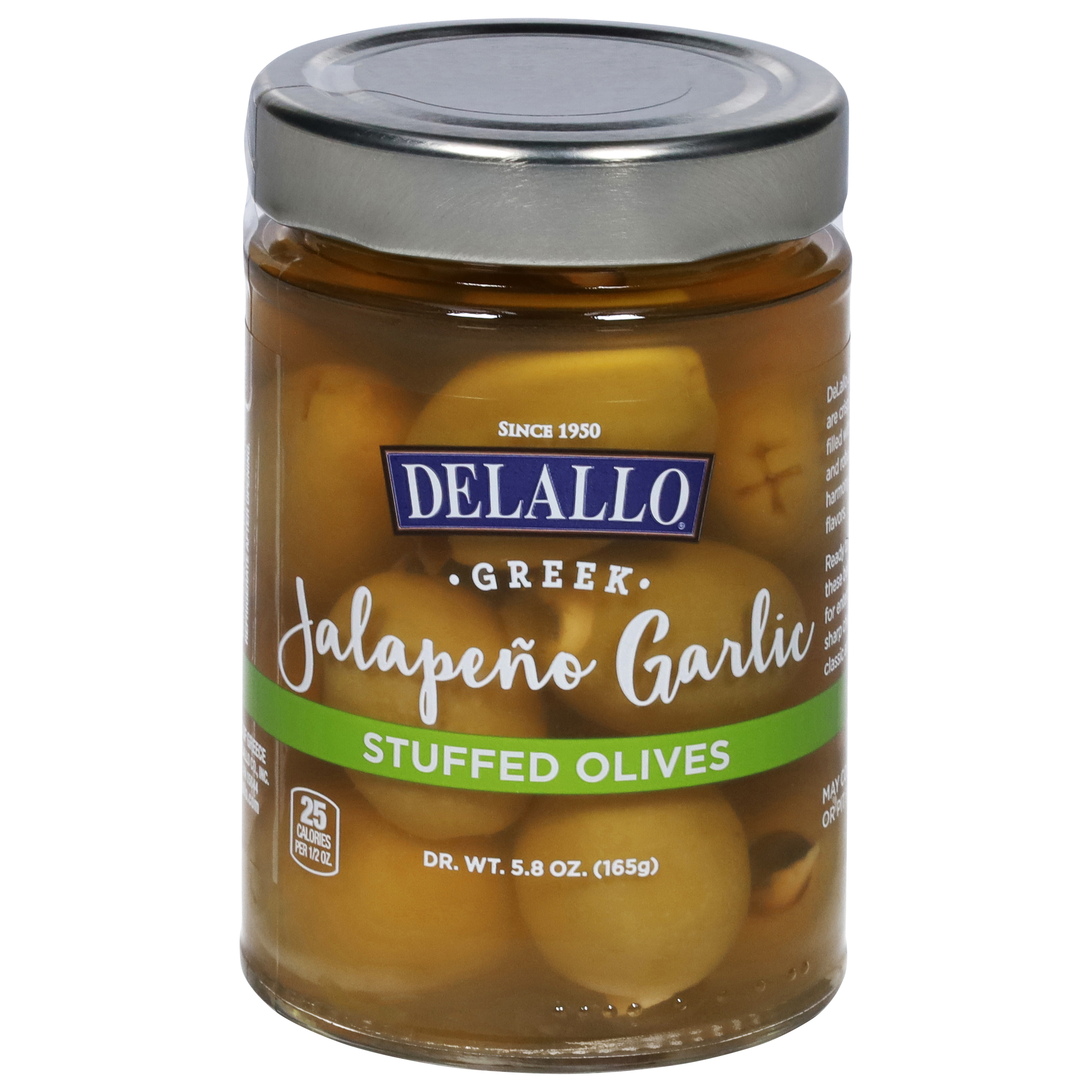 DeLallo Greek Jalapeno Garlic Stuffed Olives
