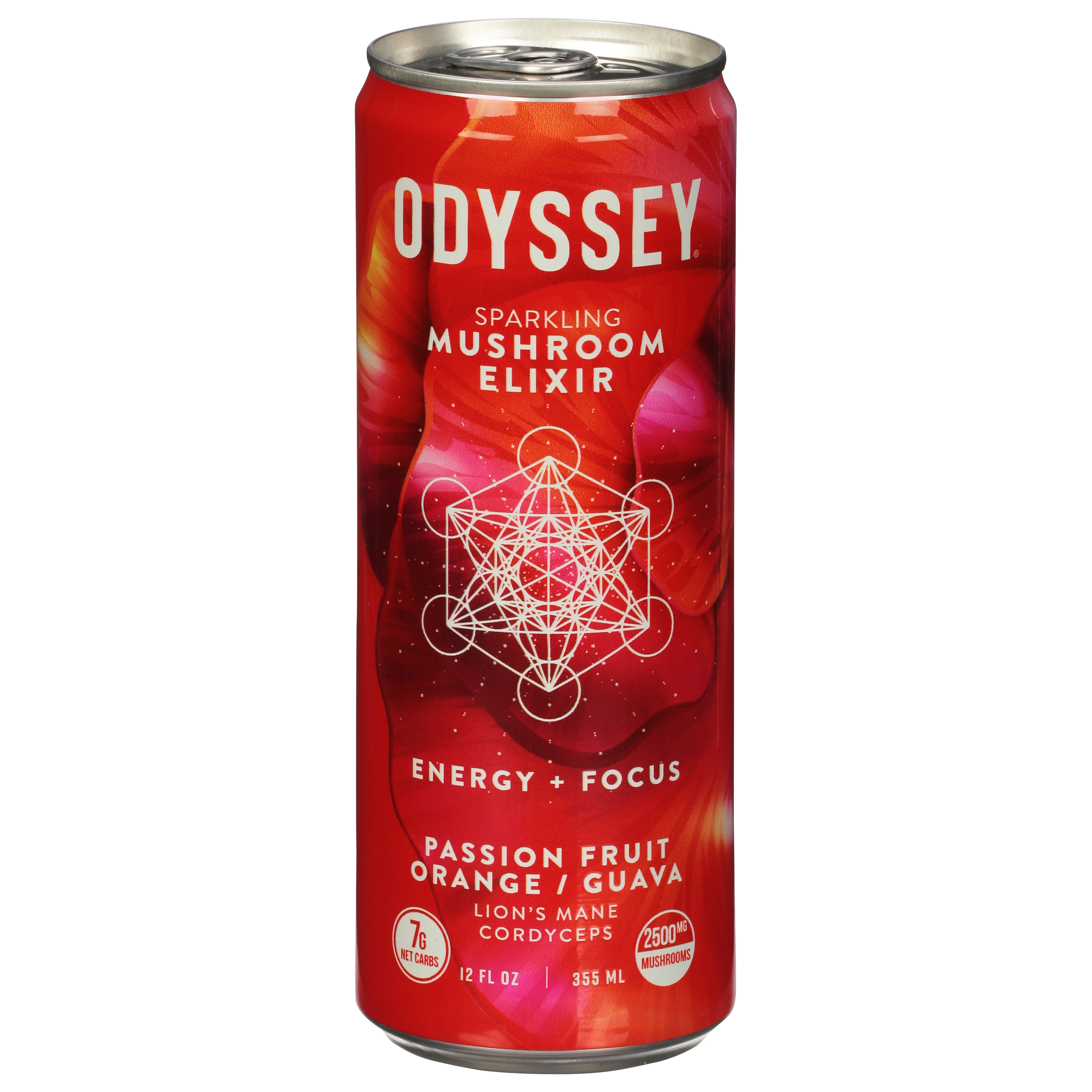 Odyssey Energy + Focus Sparkling Passion Fruit Orange/Guava Mushroom Elixir