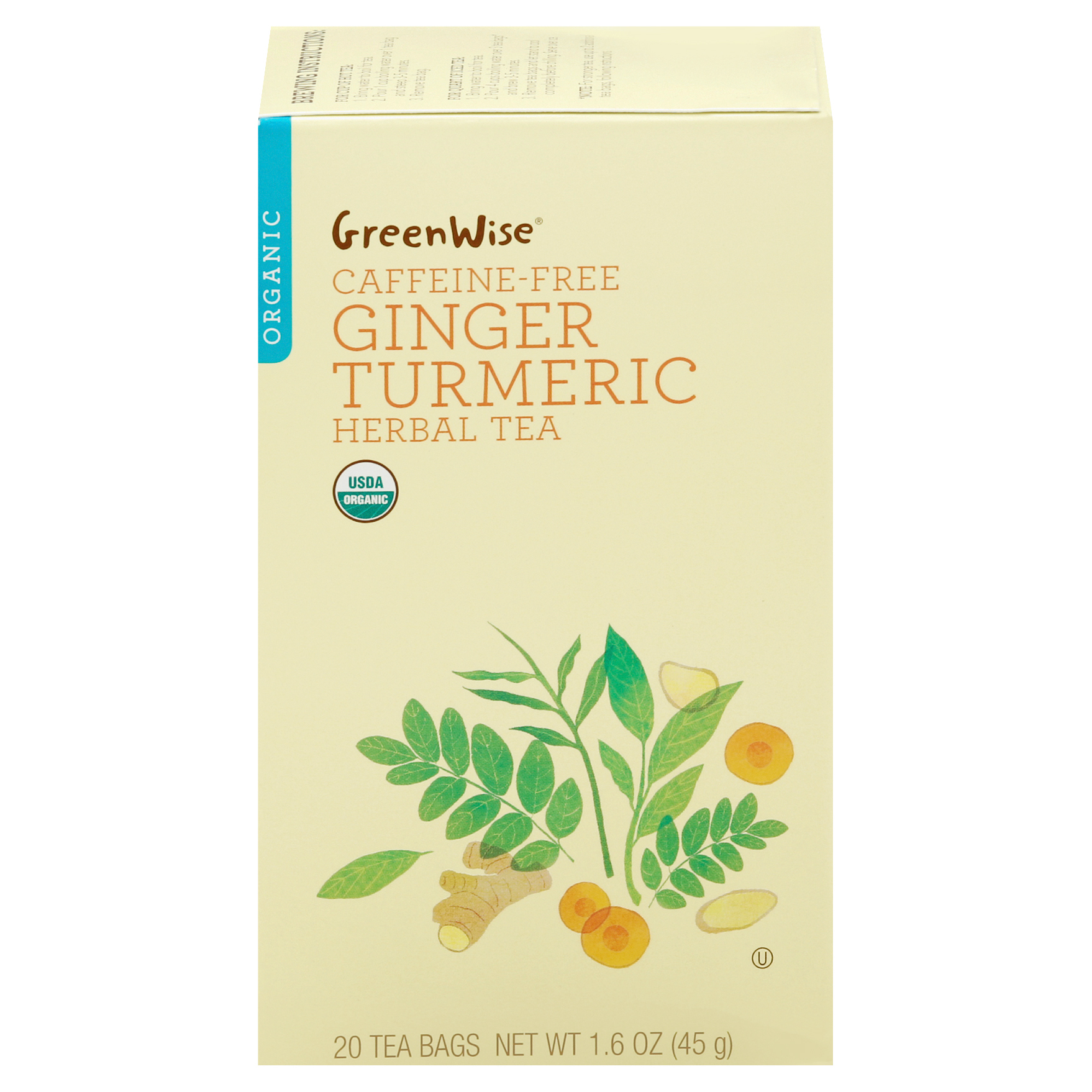 GreenWise Bags Organic CaffeineFree Ginger Turmeric Herbal Tea 20.0 ea BOX