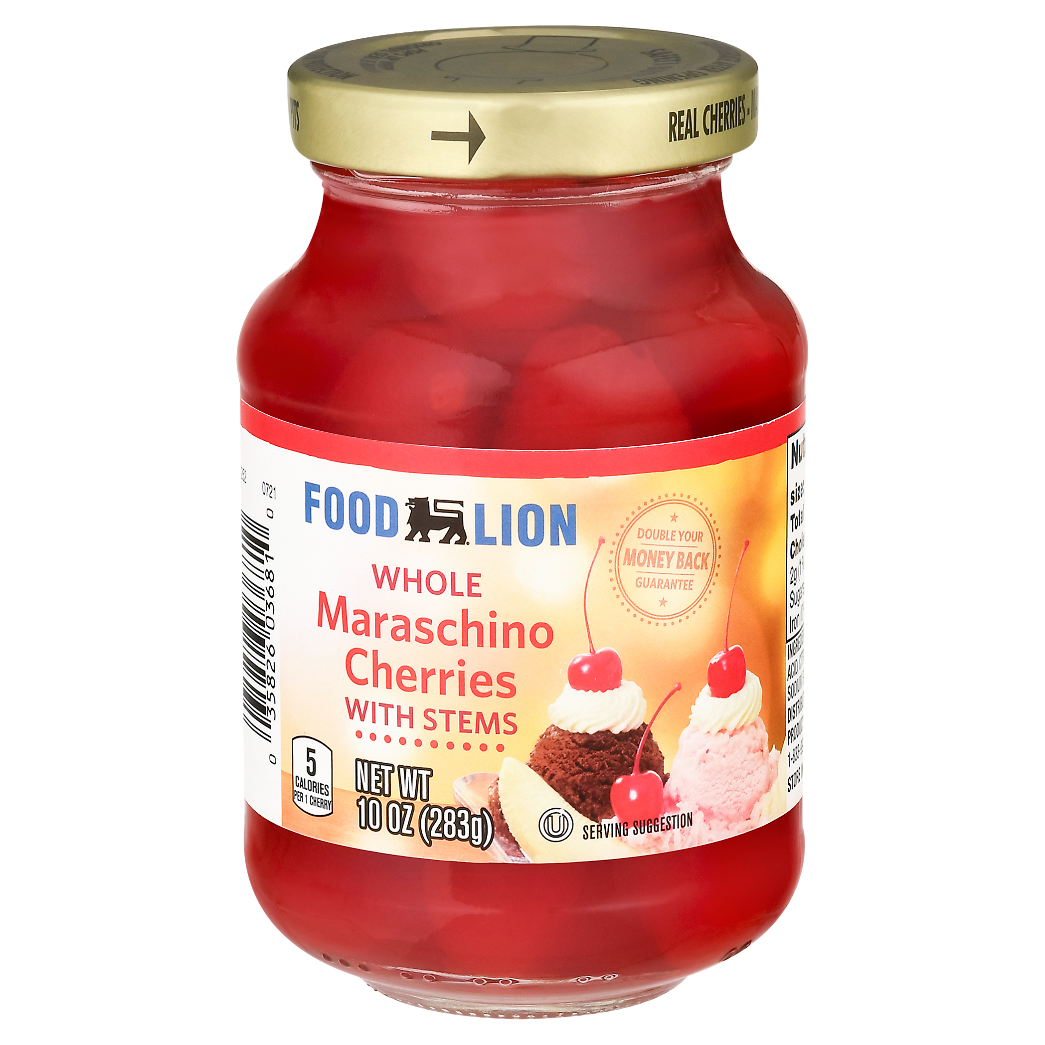 Food Lion Whole Maraschino Cherries with Stems 10 oz