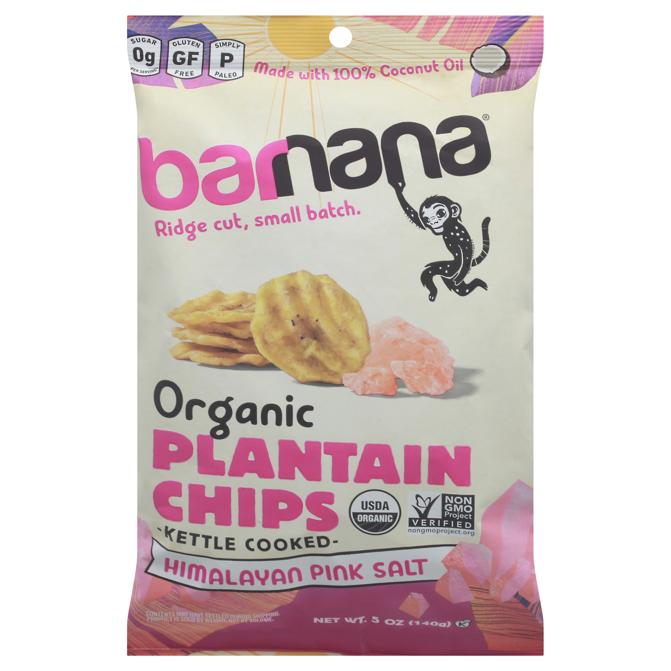 Barnana Kettle Cooked Organic Himalayan Pink Salt Plantain Chips