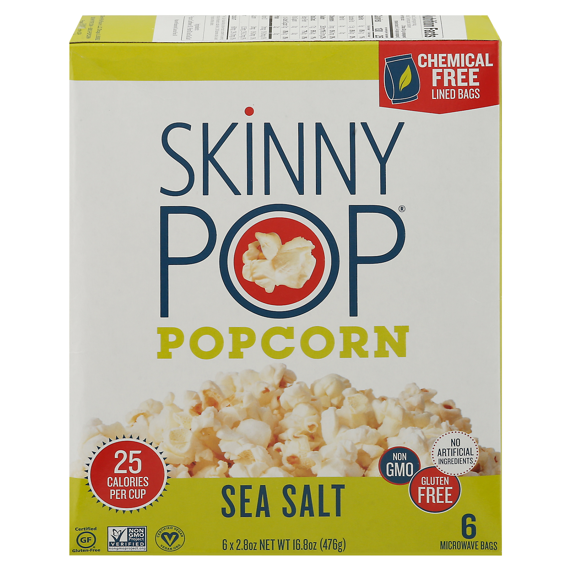 SkinnyPop Microwave Bags Sea Salt Popcorn