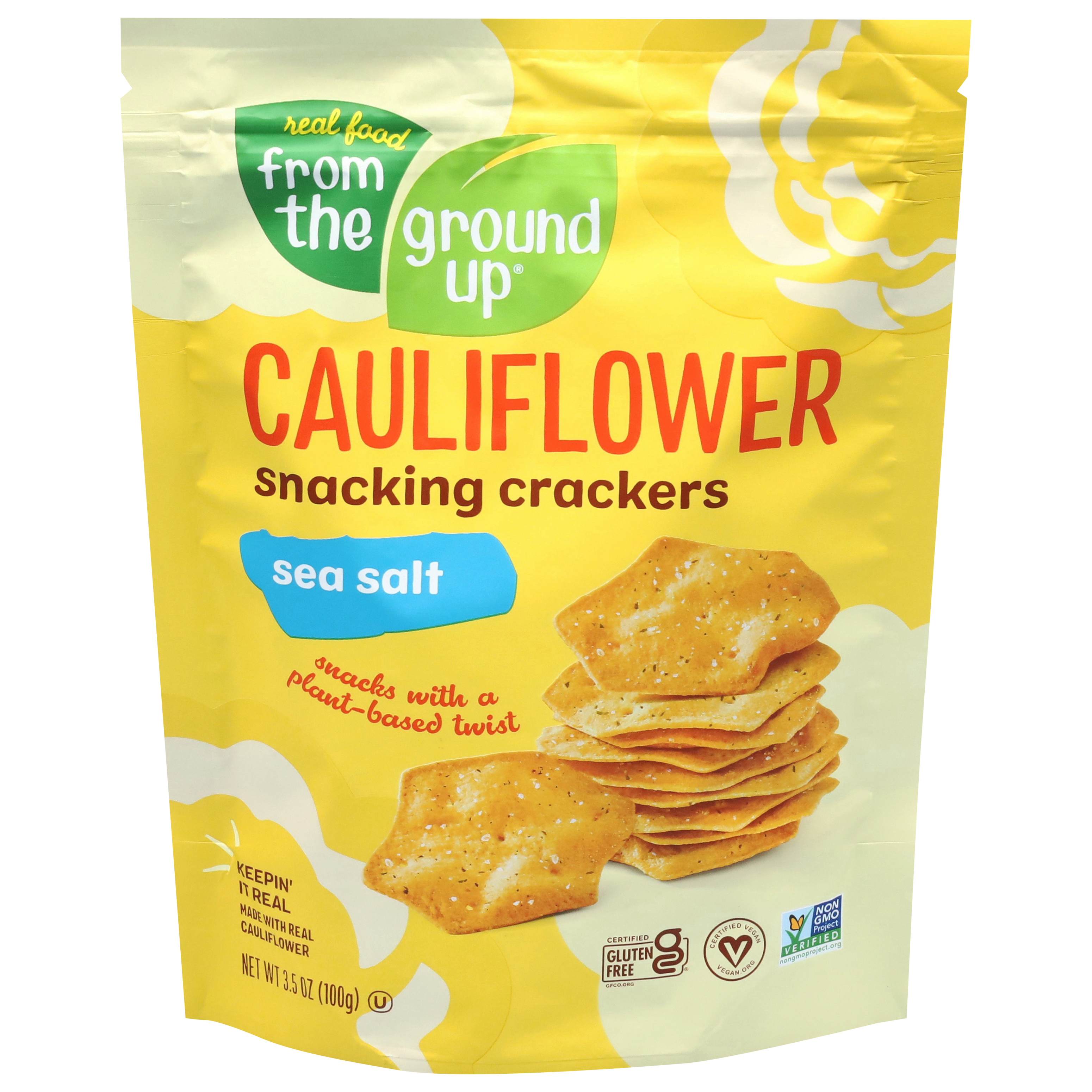 Real Food From the Ground Up Cauliflower Sea Salt Snacking Crackers