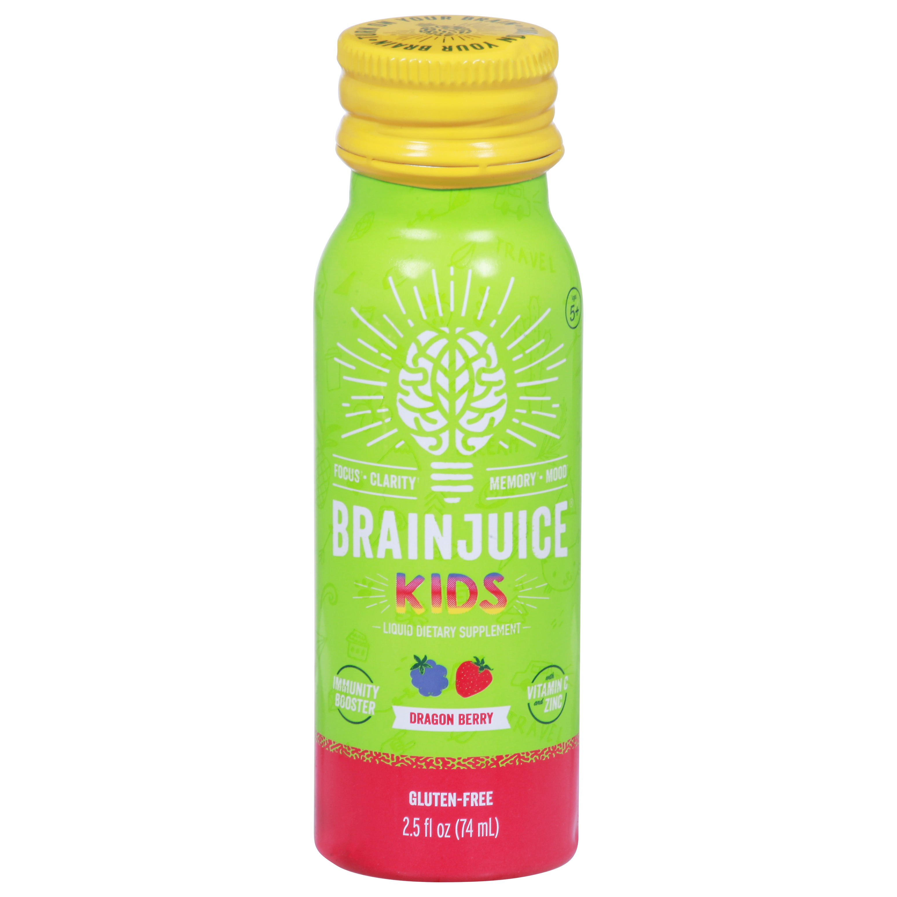 BrainJuice Kids Ages 5+ Dragon Berry Liquid Dietary Supplement