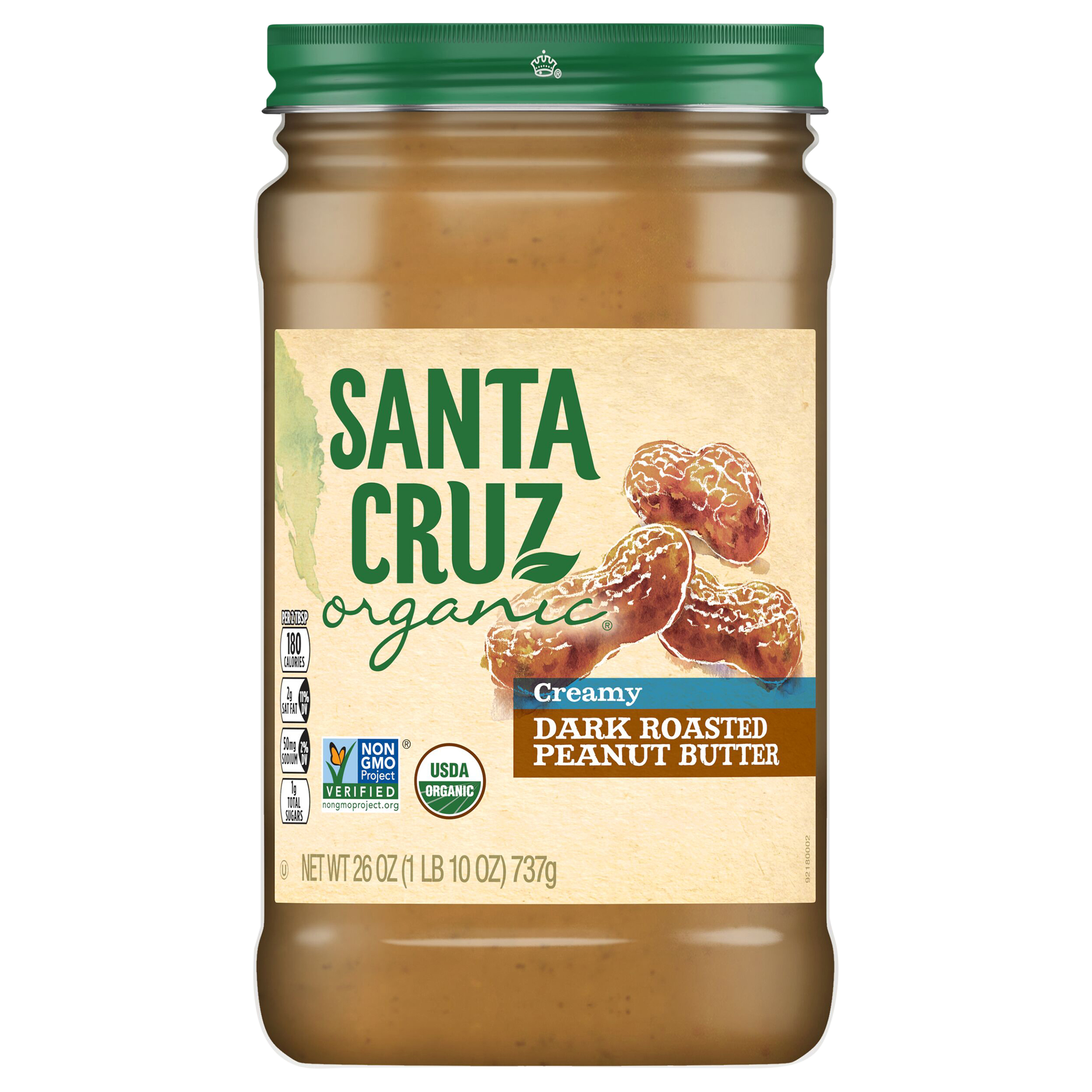 Santa Cruz Organic Creamy Dark Roasted Peanut Butter,