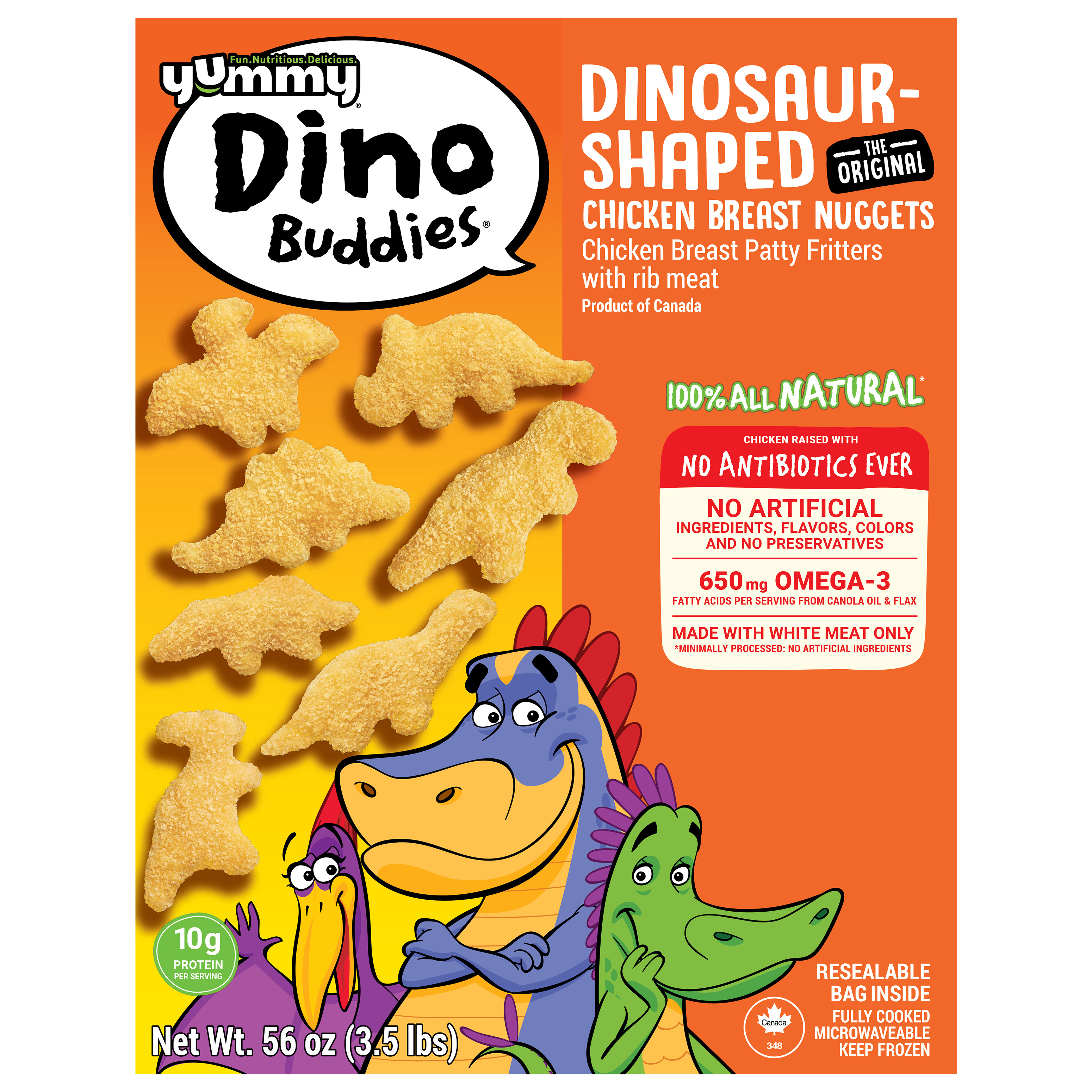 Yummy Dino Buddies Chicken Breast Nuggets, Dinosaur-Shaped, The Original, 56 Ounce